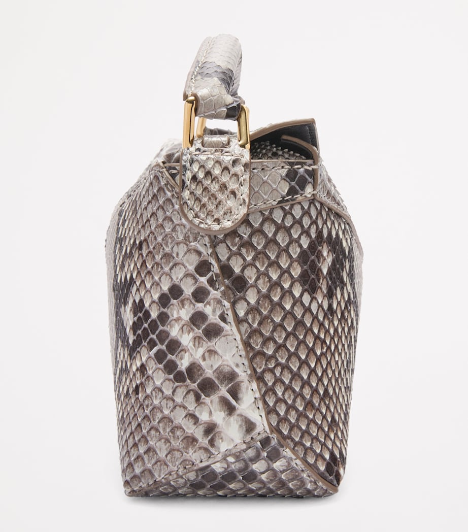 Mini Snakeskin Puzzle Edge Top-Handle Bag NATURAL Image 3