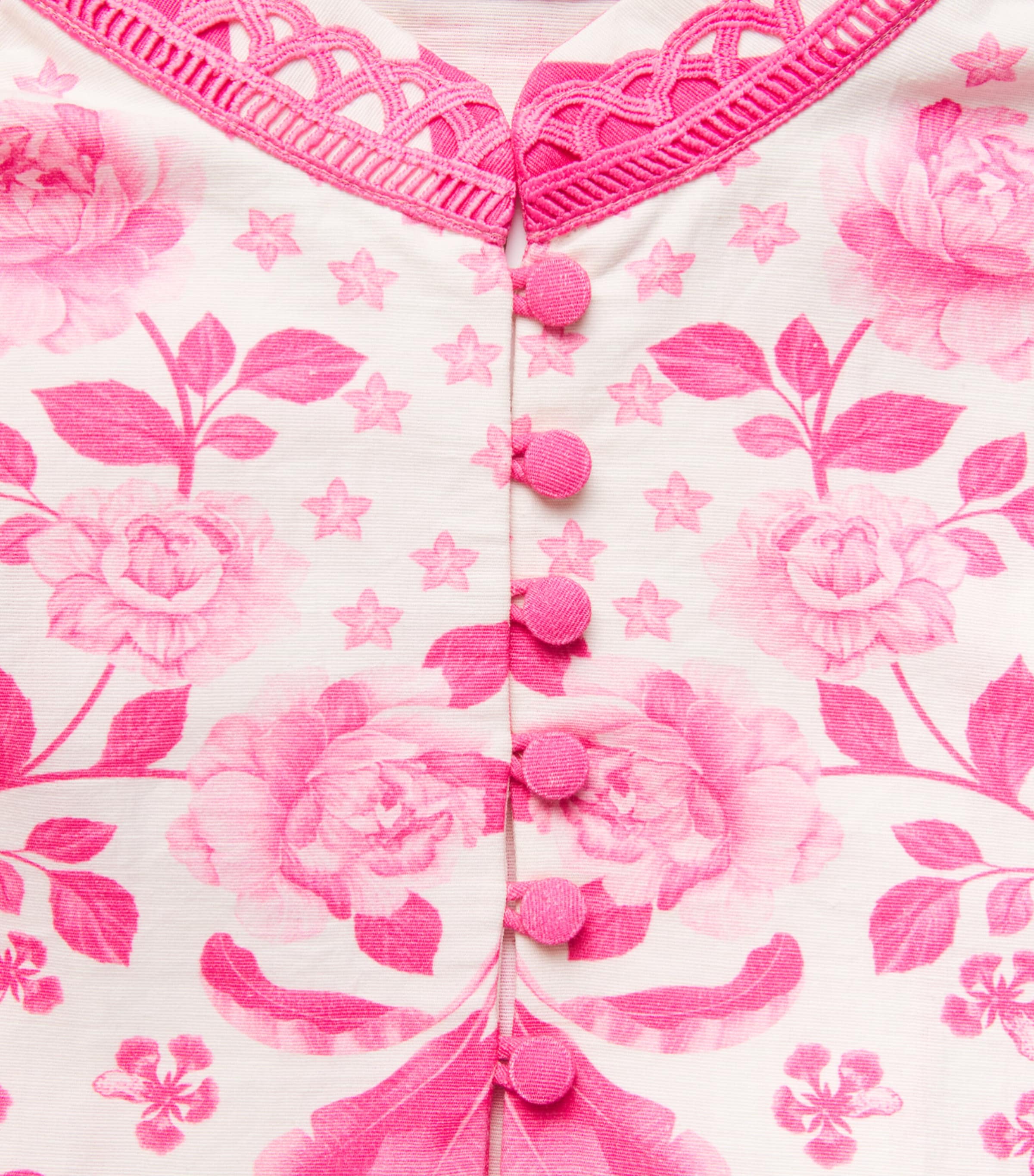 Verandah Womens Printed Kaftan Mini Dress Ivory & Fuschia Pdkm Image 6