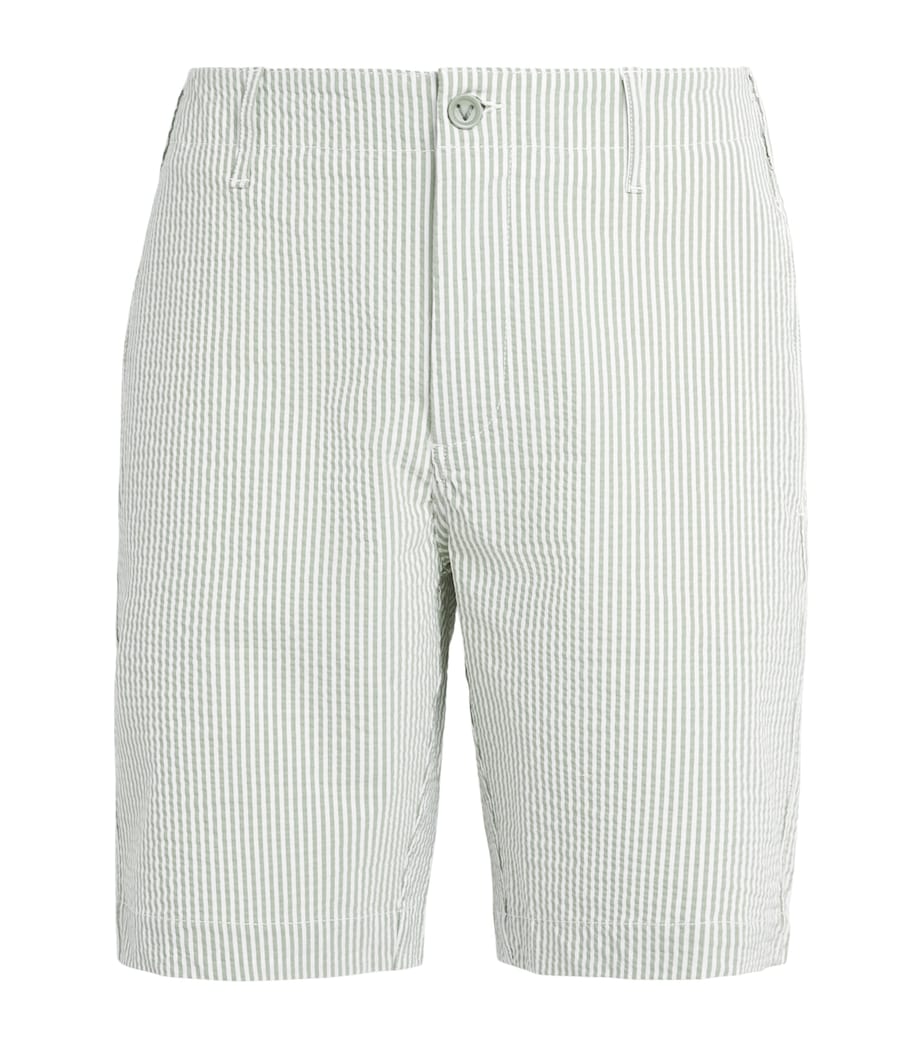 Vilebrequin Mens Seersucker Stripe Bermuda Shorts Kaki Image 1