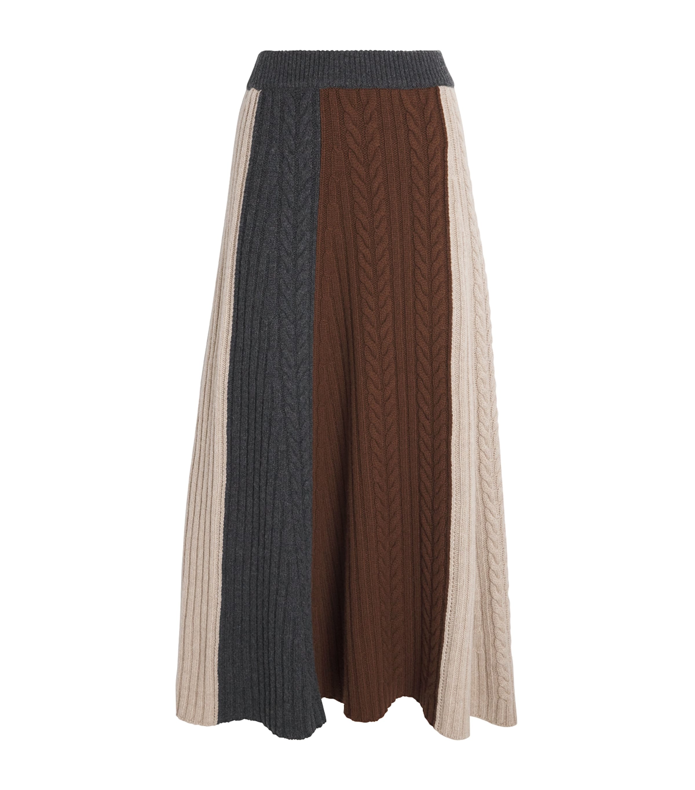 Me+em Wool-cashmere Midi Skirt In Multi