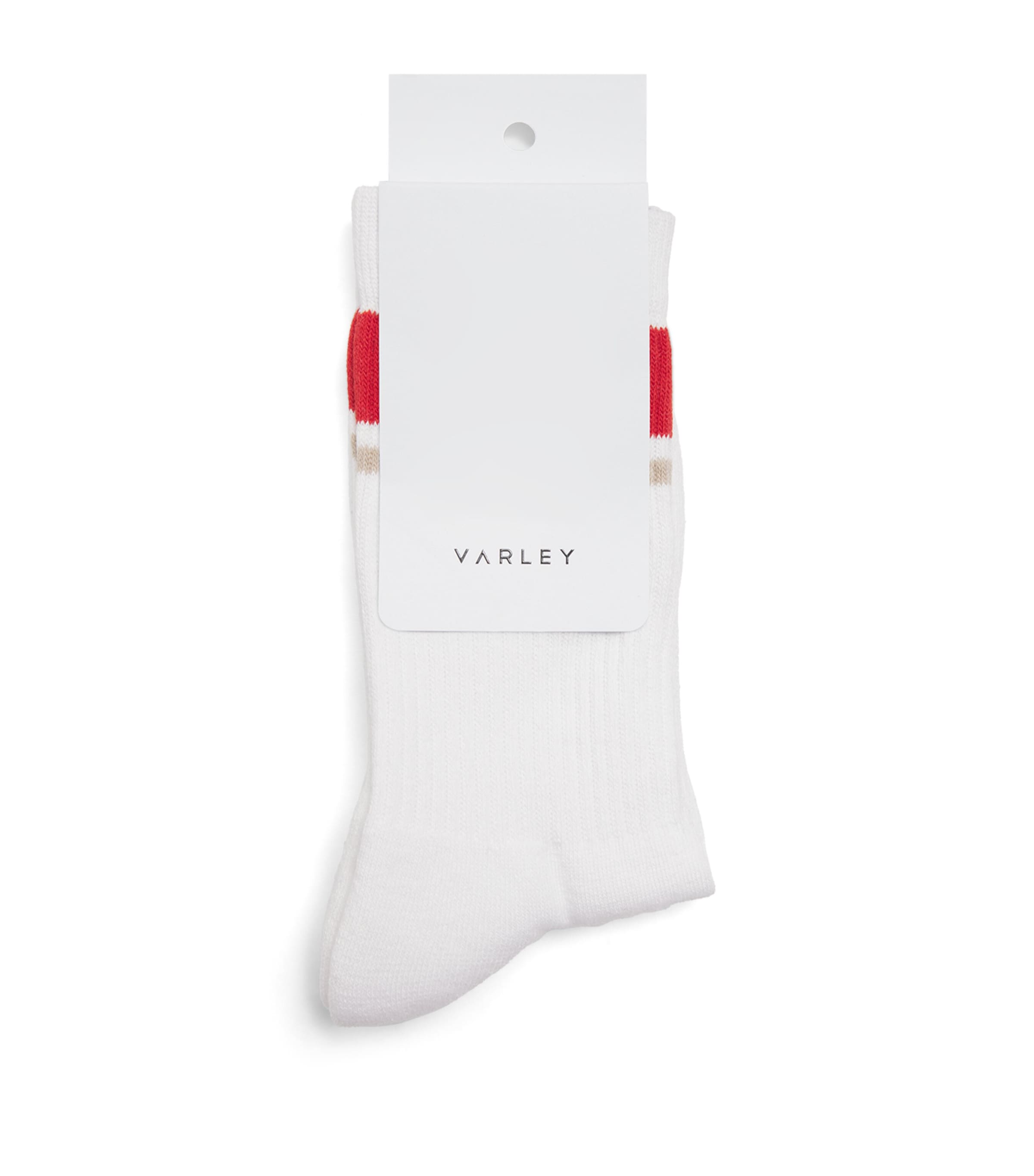 Varley Womens Club Stripe Lamar Socks White / Baked Apple Image 1