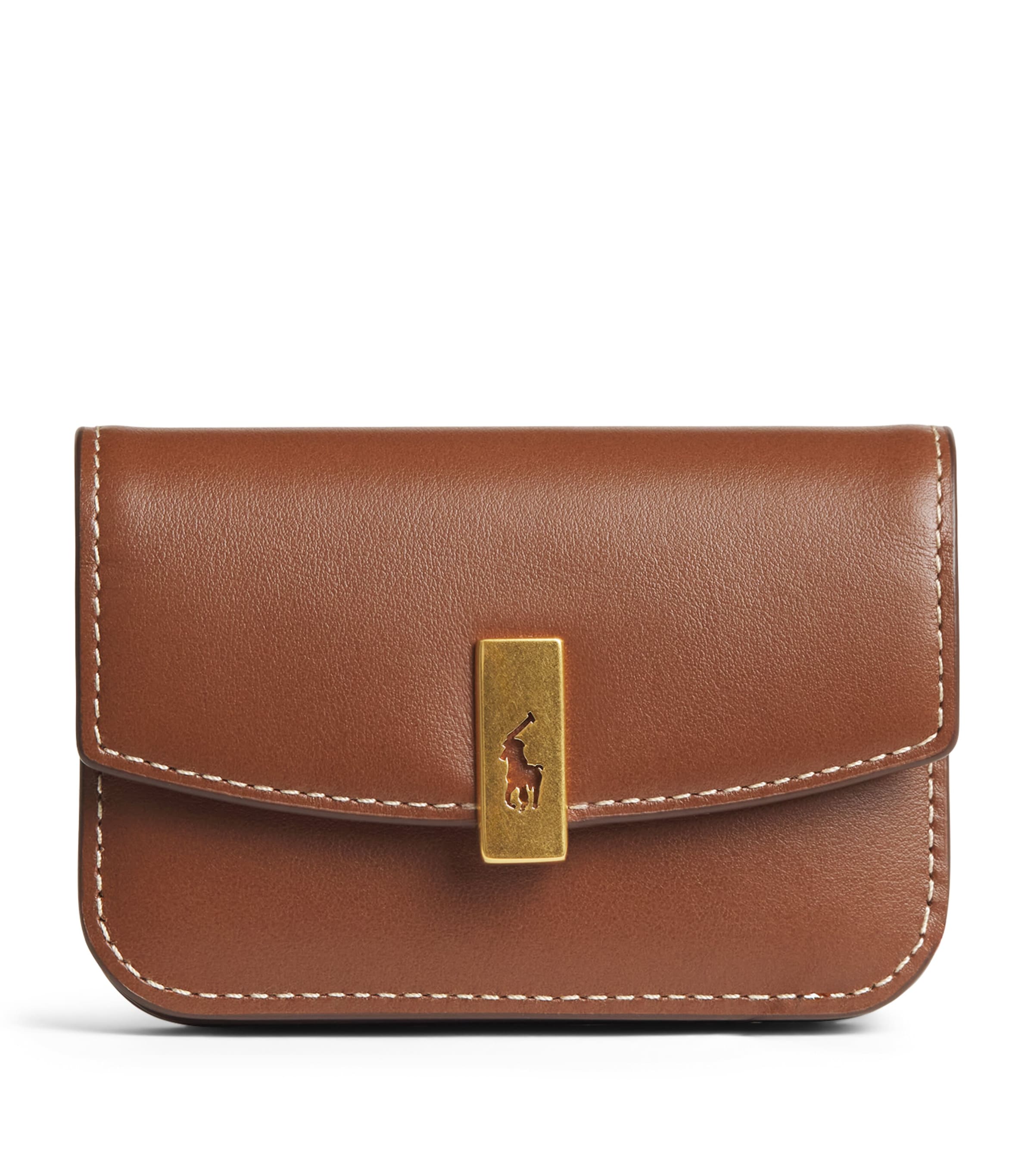 Polo Ralph Lauren Leather Flap ID Card Holder Cuoio Image 1