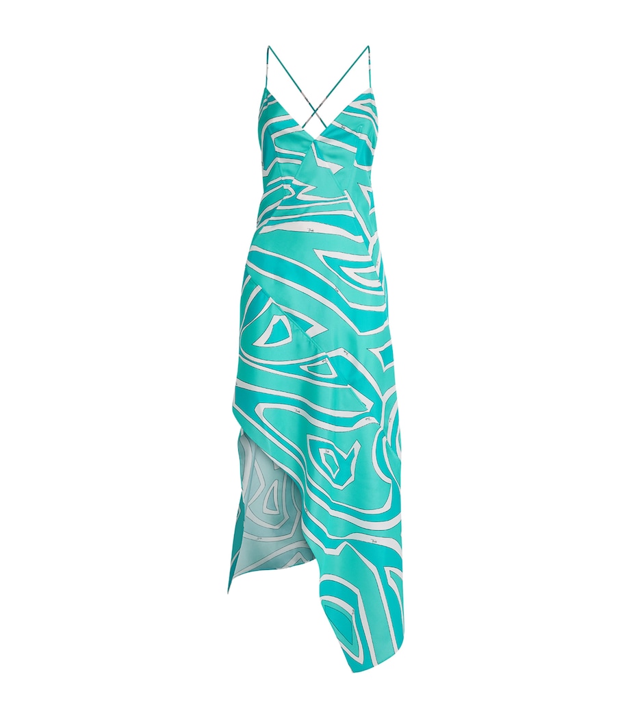 Silk Labirinto Print Midi Dress 053/TURQUOISE Image 1