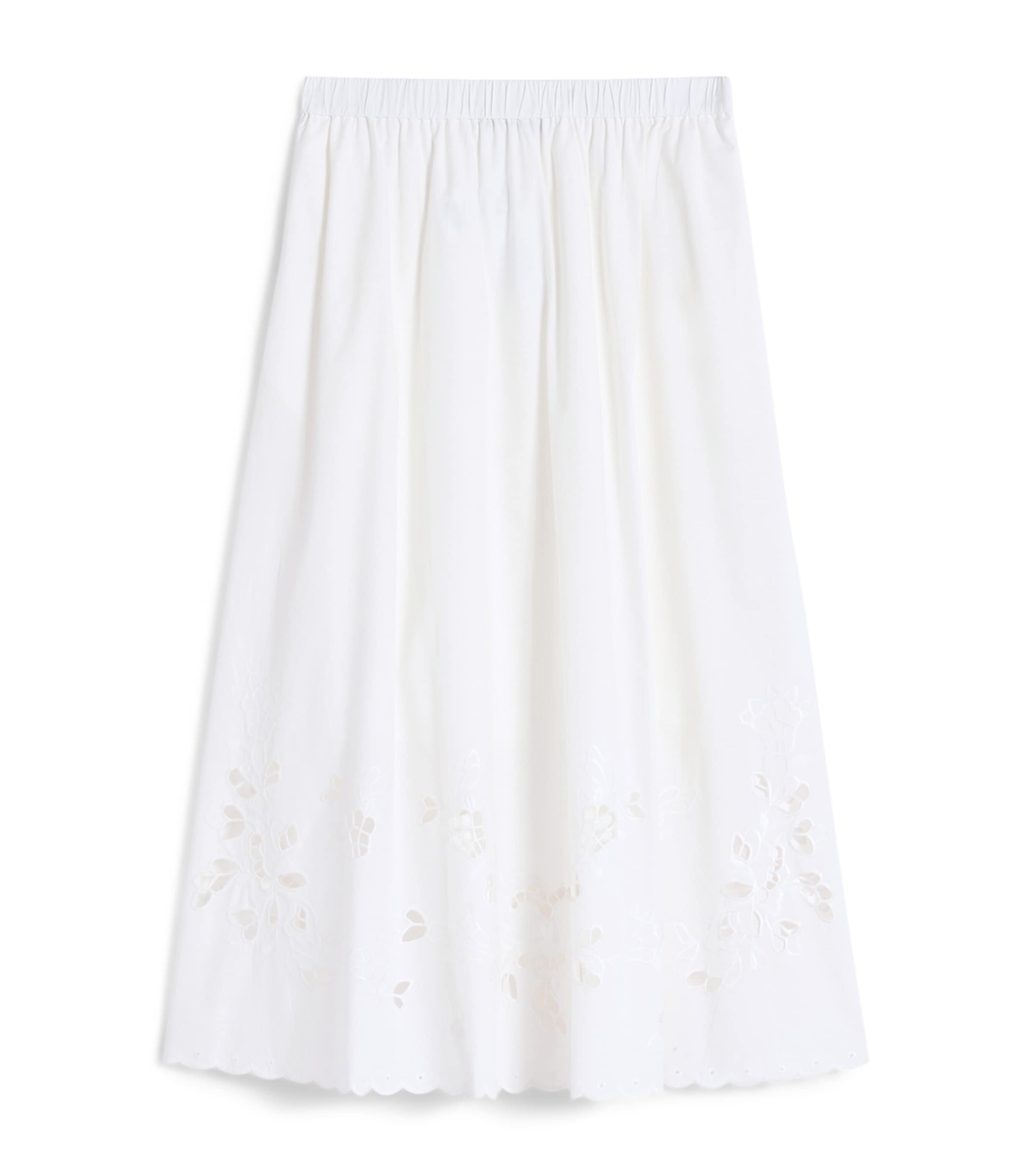 Weekend Max Mara Womens Cotton Cut-Out Midi Skirt White Image 1
