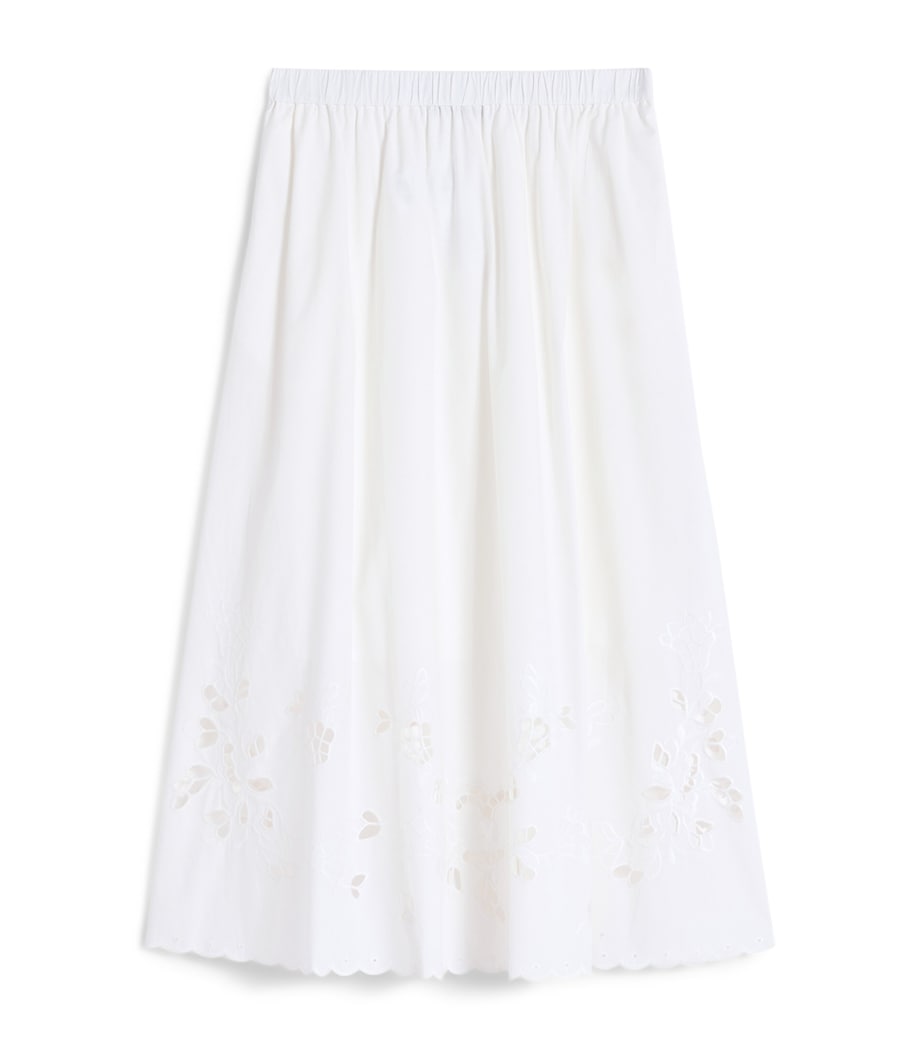 Weekend Max Mara Womens Cotton Cut-Out Midi Skirt White Image 1