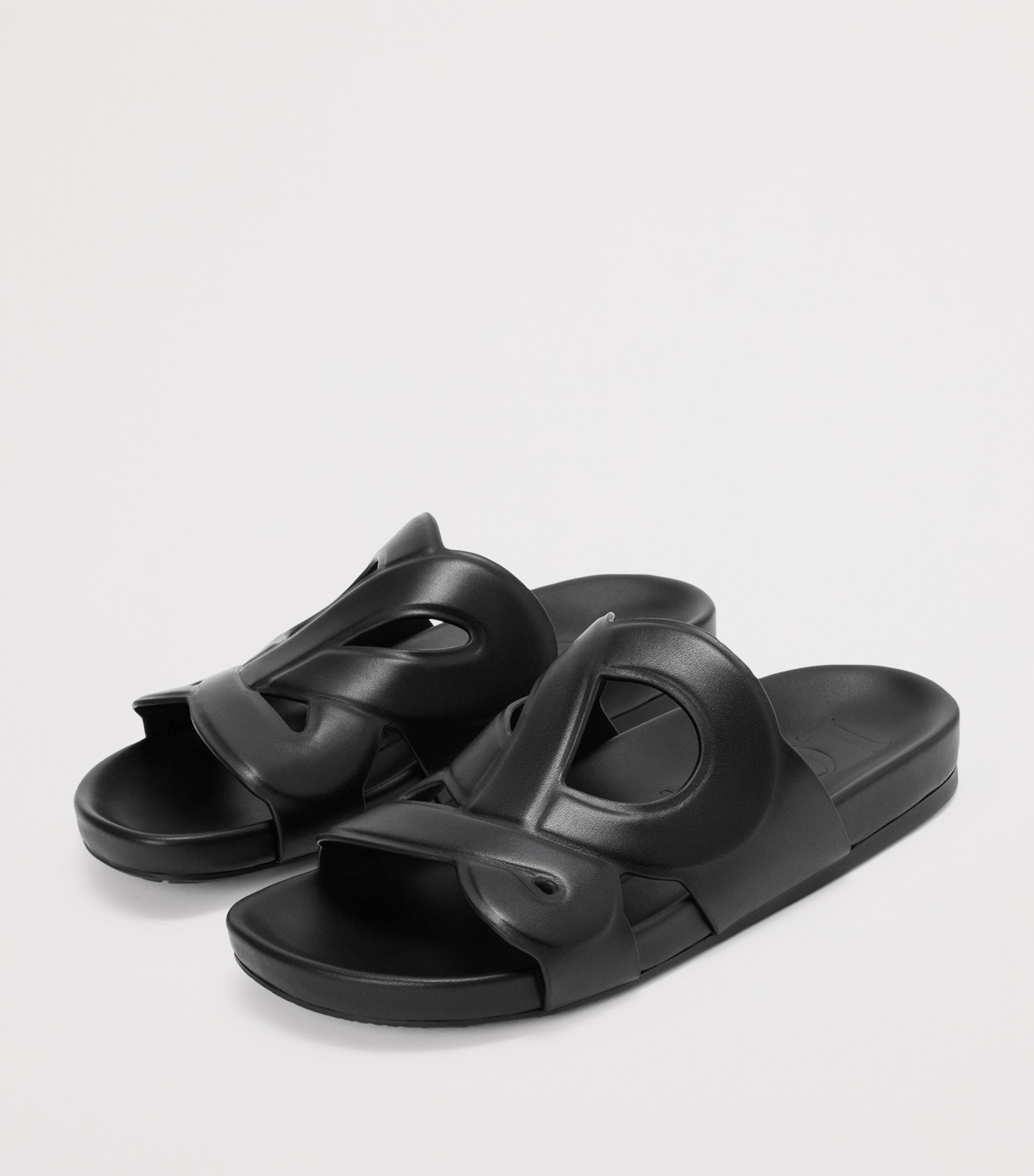 LOEWE x Paula's Ibiza Leather Monogram Ease Slides Black Image 3