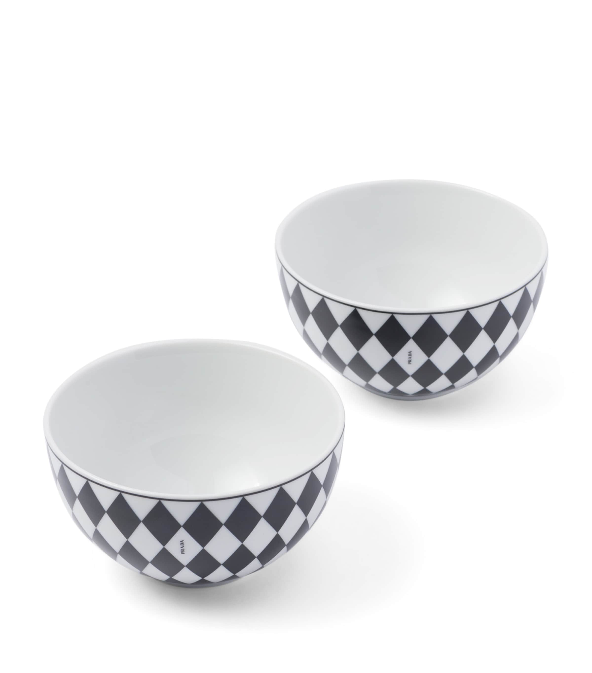 Set of 2 Porcelain Chequerboard Cereal Bowls (12cm) F0E5W Image 1