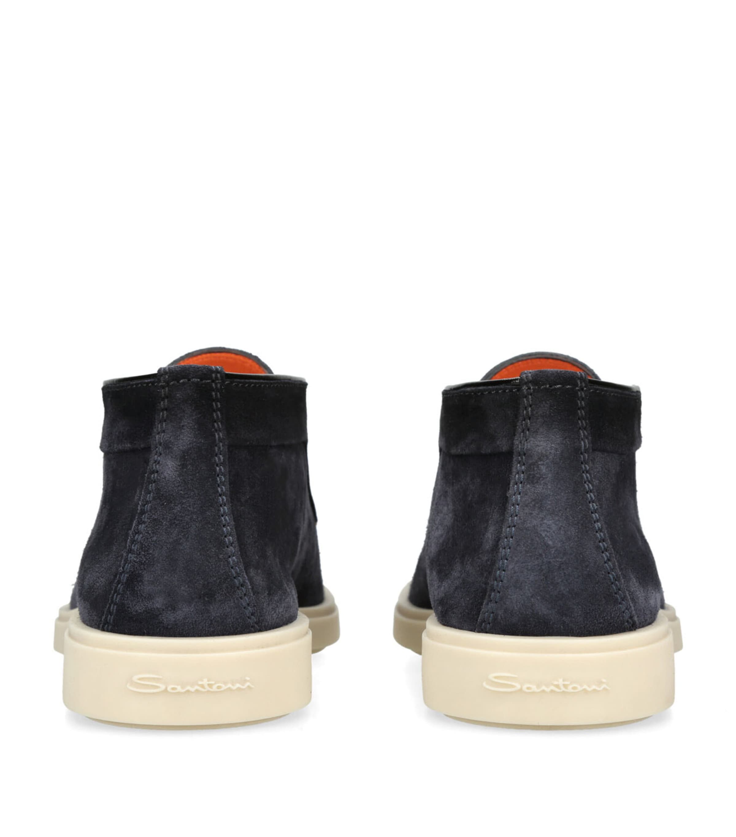 Santoni Suede Detroit High-Top Loafers Navy Image 2