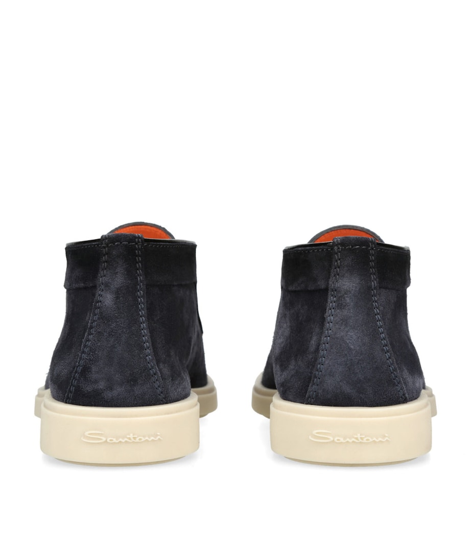 Santoni Suede Detroit High-Top Loafers Navy Image 2