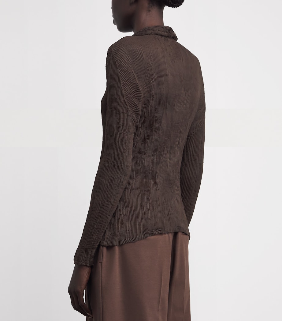 Issey Miyake Womens Chiffon Twist 1 Pleats Zip Cardigan Dark Brown Image 4