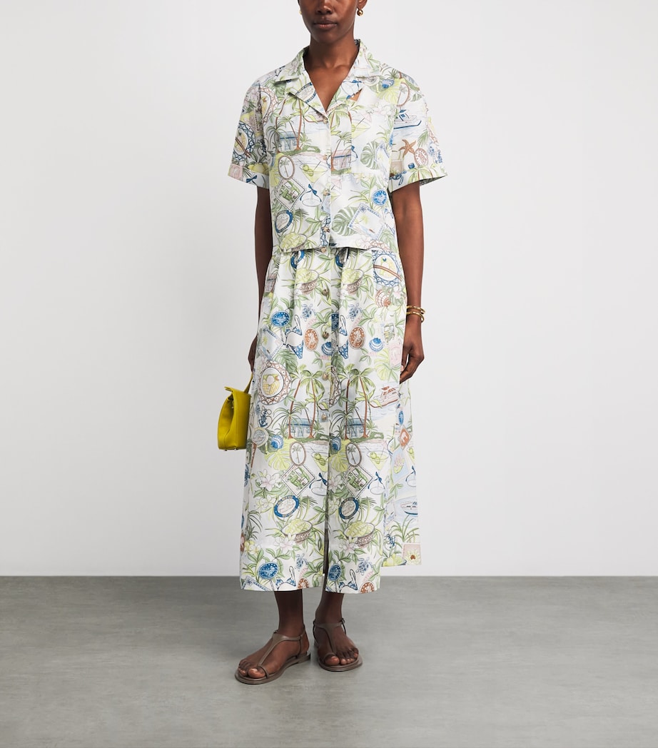 Maje Womens Cotton Postcard Print Shirt Postcard Print Image 2