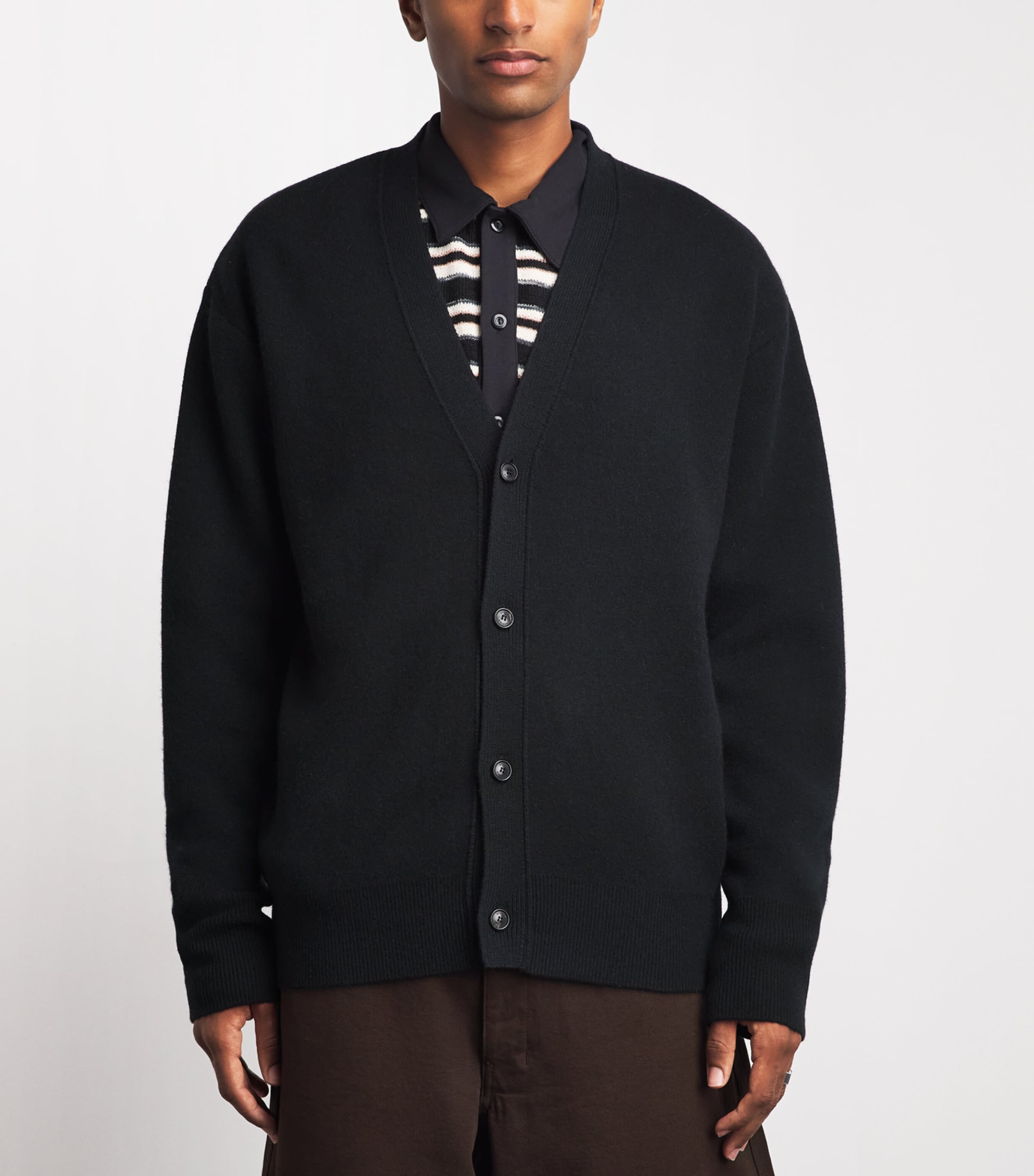 System Mens Wool-Cashmere Cardigan Black Image 4