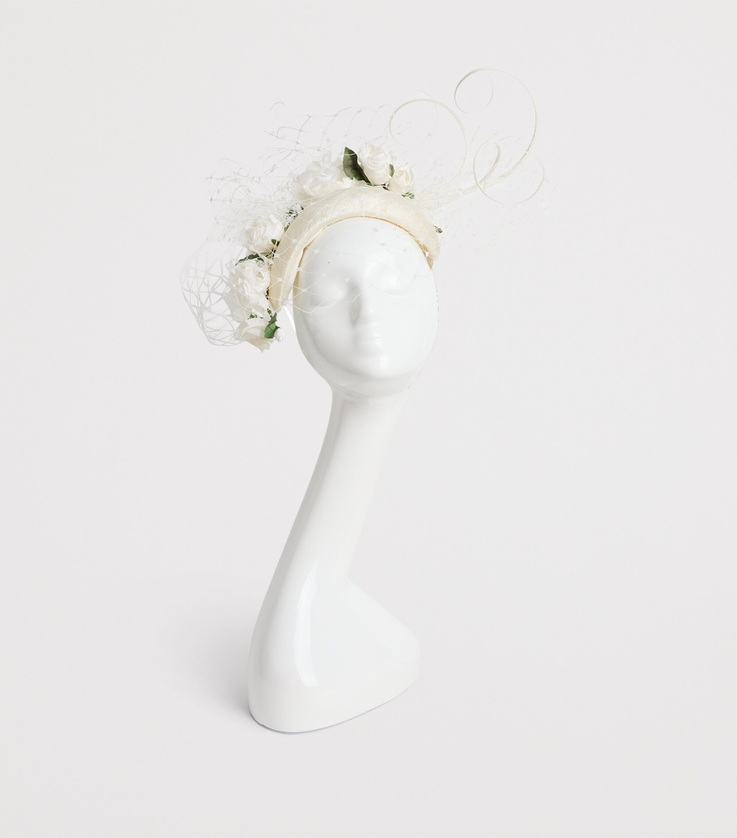 Ivory Rose Flower Fascinator IVRY GREEN LVS QUILL Image 2