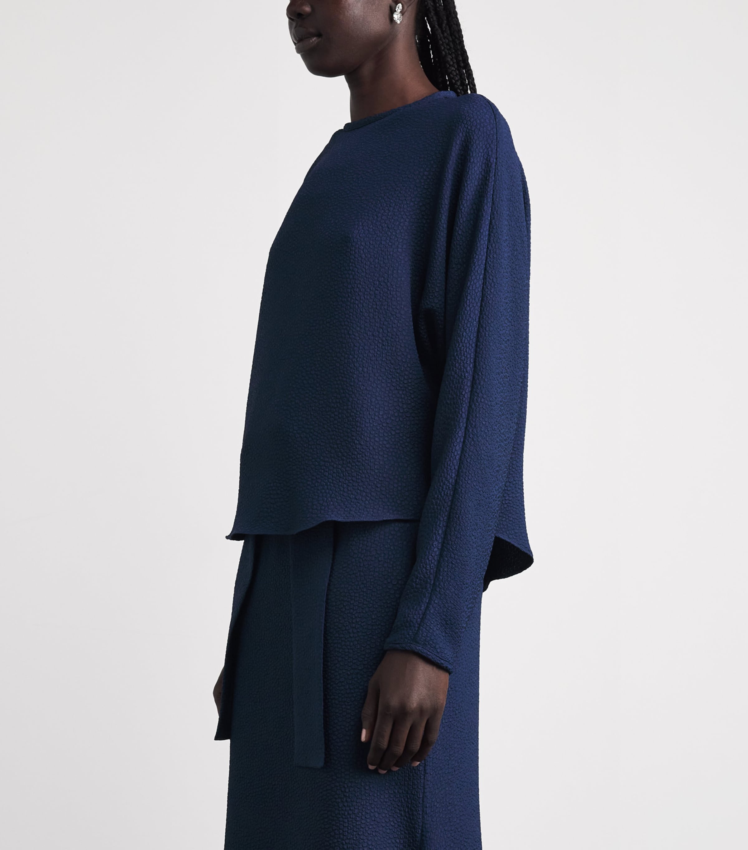 Edeline Lee Womens Jacquard Long-Sleeve Top Nav/navy Image 4