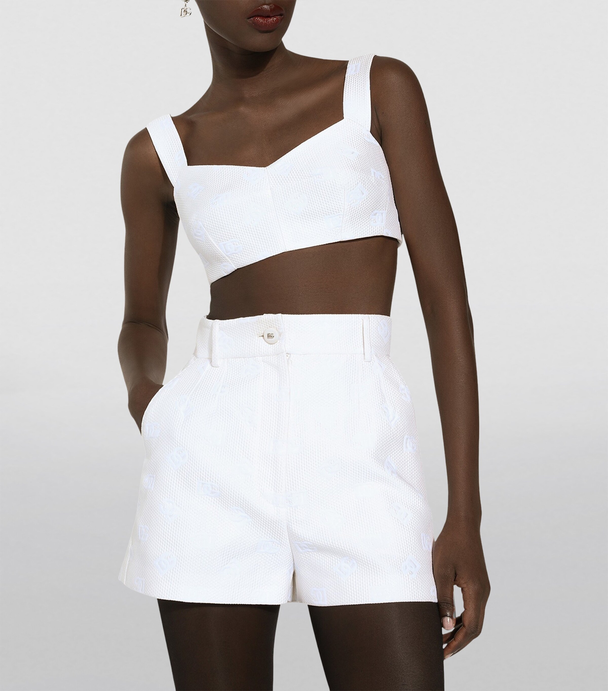 Dolce&Gabbana Womens Logo Crop Top Natural White Image 3