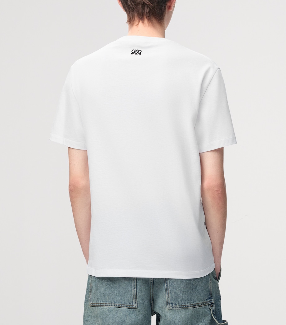LOEWE Mens Cotton Relaxed Lion T-Shirt White Image 3