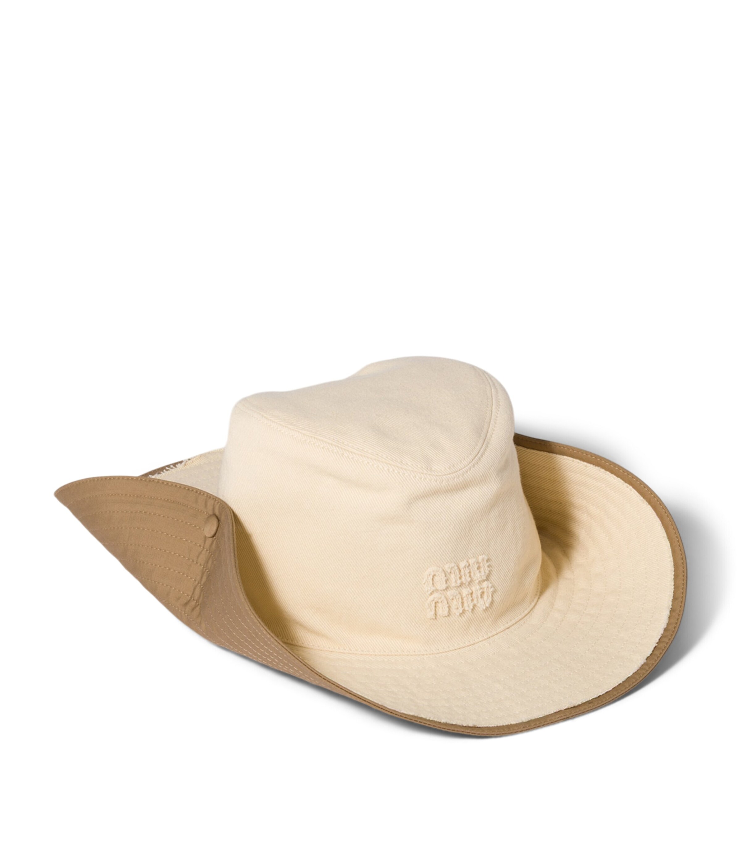 Miu Miu Cotton Logo Cowboy Hat Neutral Image 1