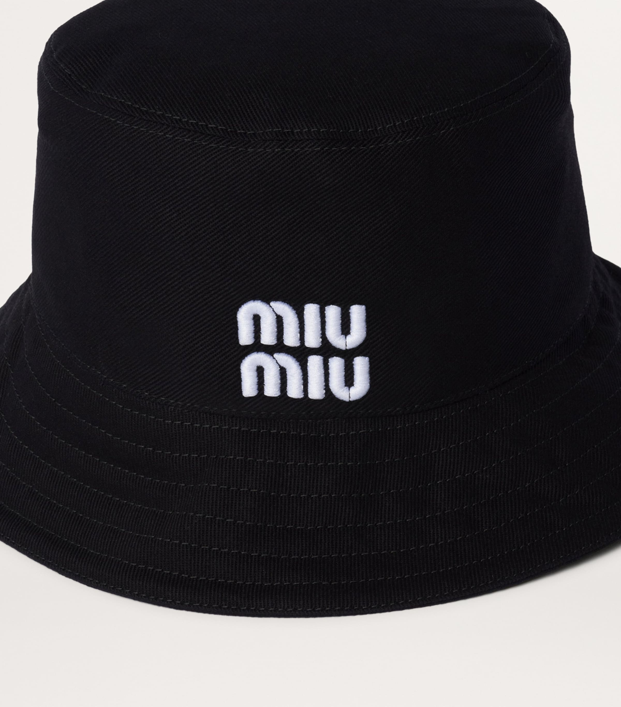 関税・送料込 MIU MIU Black cotton ハット black-cotton-miu-miu-hat-