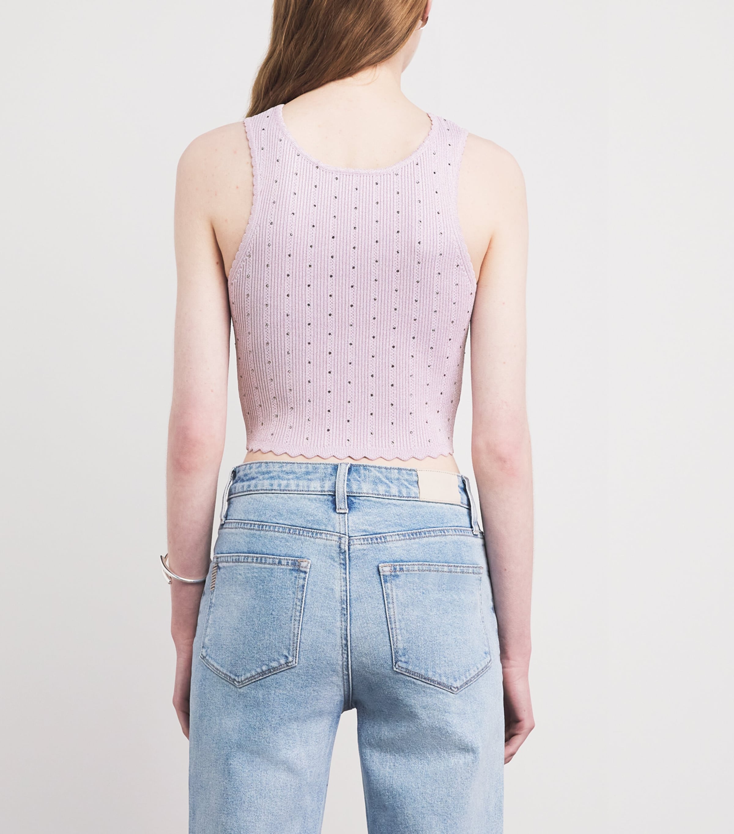Sandro Paris Womens Embellished-Knit Tank Top Mauve Image 5
