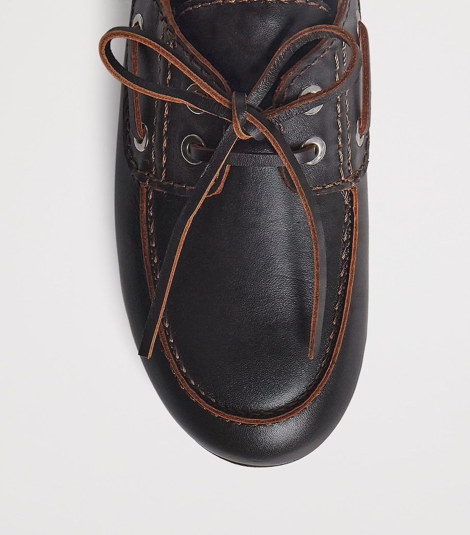 Leather Boat Shoes BROWN Image 4