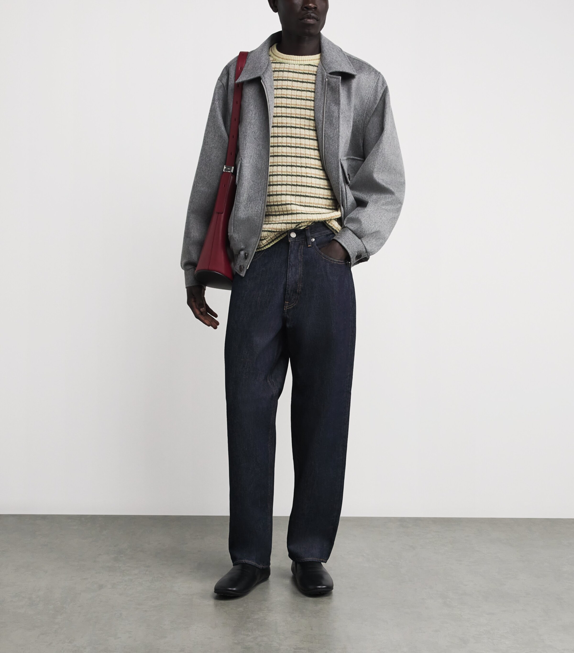 Cashmere Bomber Jacket TOP GRAY Image 2