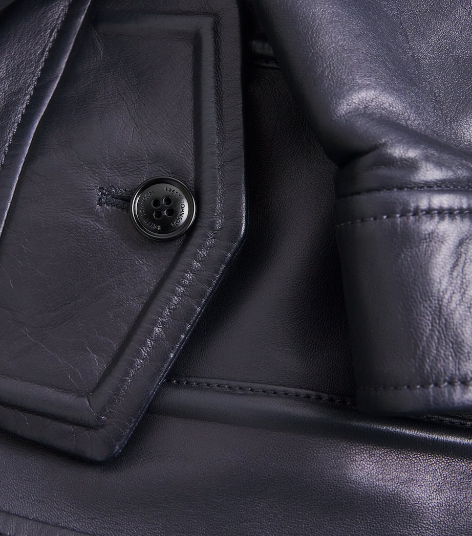 Lamb Leather Jacket 160 NAVY Image 5