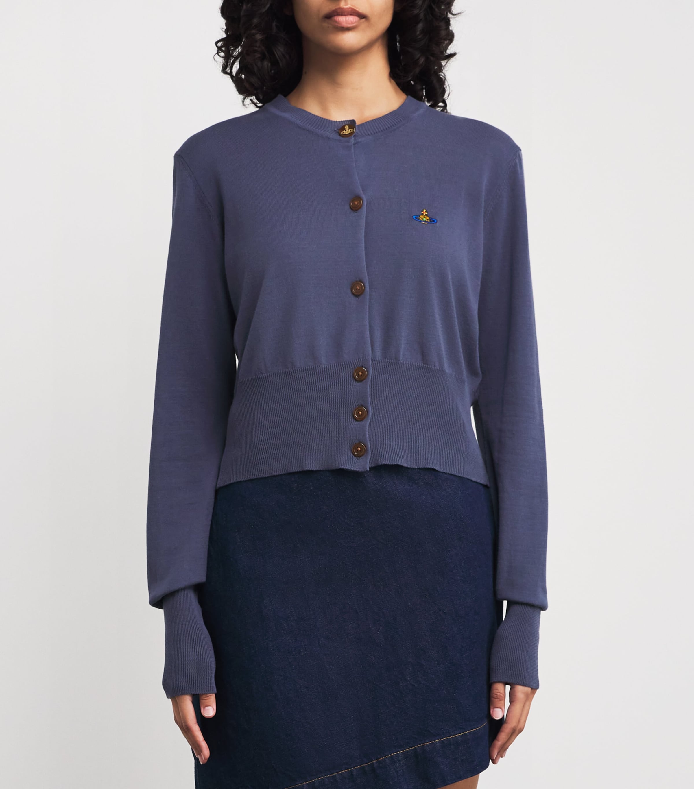 Virgin Wool Bea Cropped Cardigan SS25-GREY BLUE Image 3