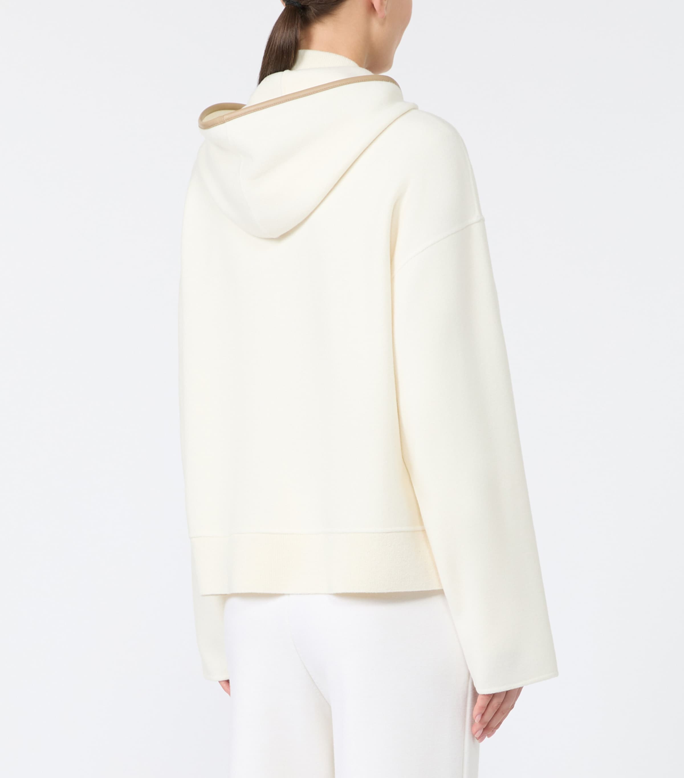 Max Mara Womens Virgin Wool-Blend Zip-Up Hoodie White Image 3