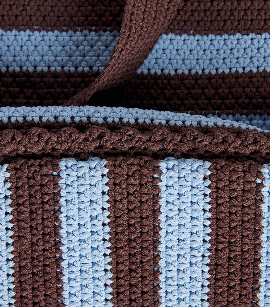 Sandro Paris Crochet Stripe Tote Bag Light Blue / Brown Image 6