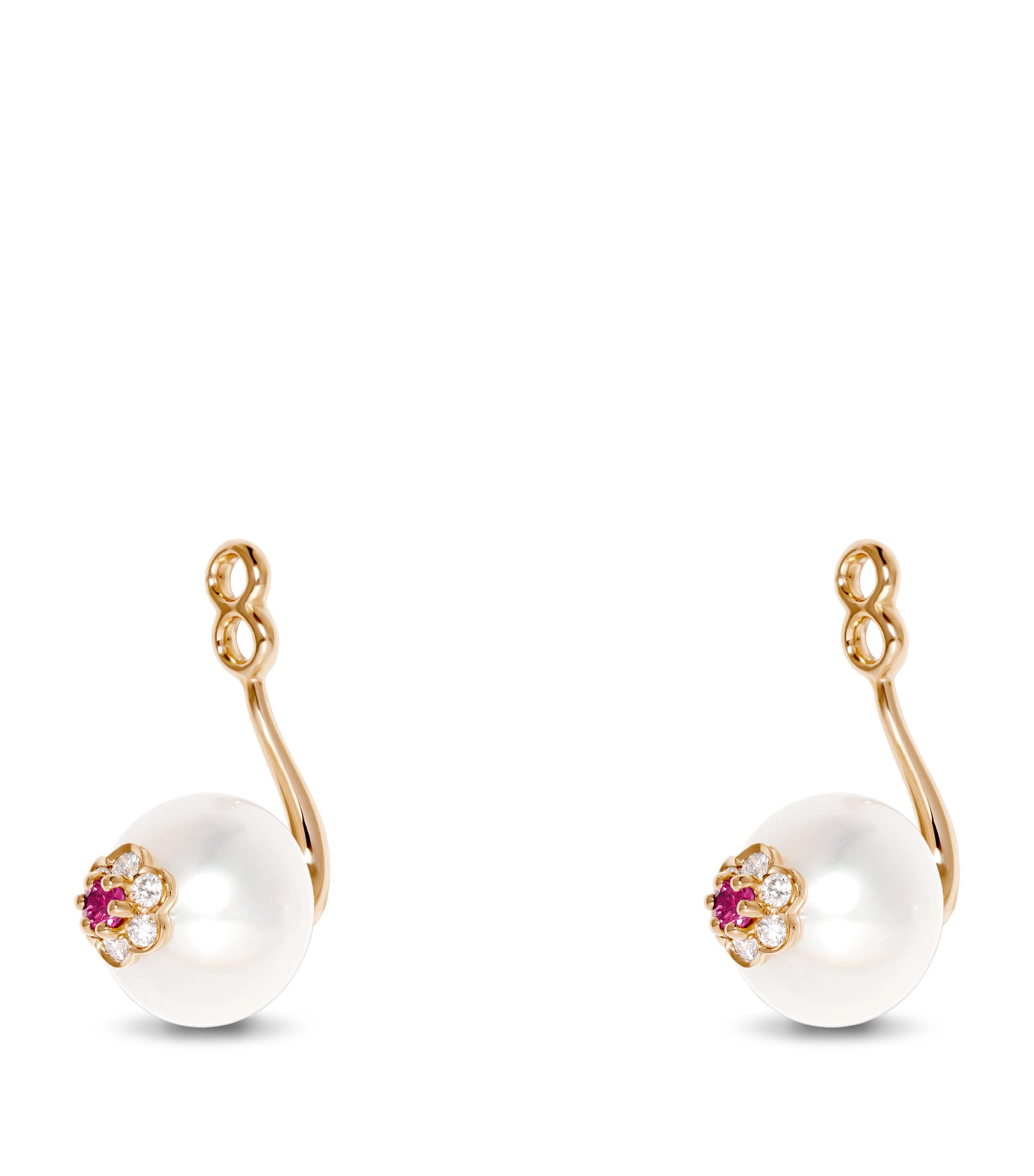 Rose Gold, Diamond and Sapphire Berry Ear Jacket WHITE Image 3