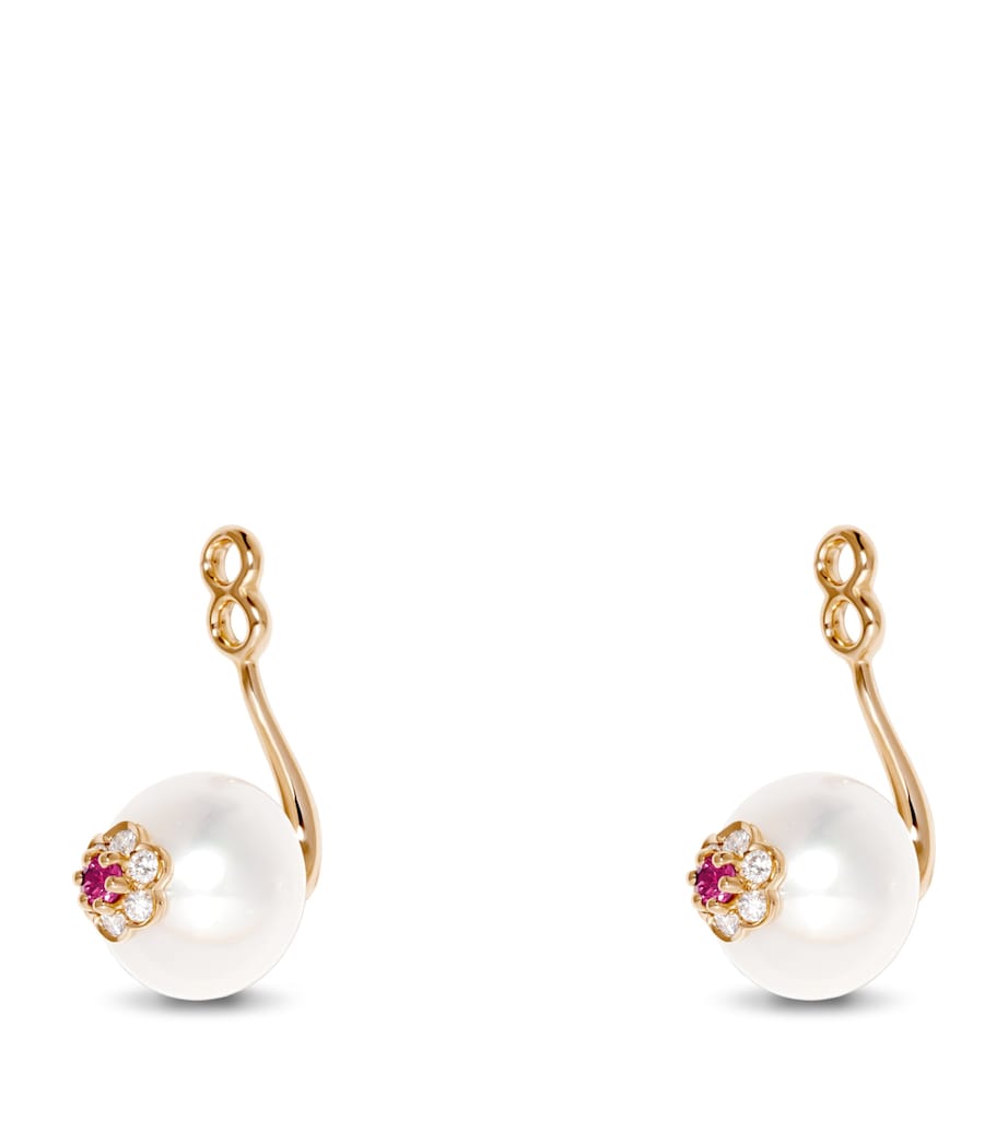 Rose Gold, Diamond and Sapphire Berry Ear Jacket WHITE Image 3