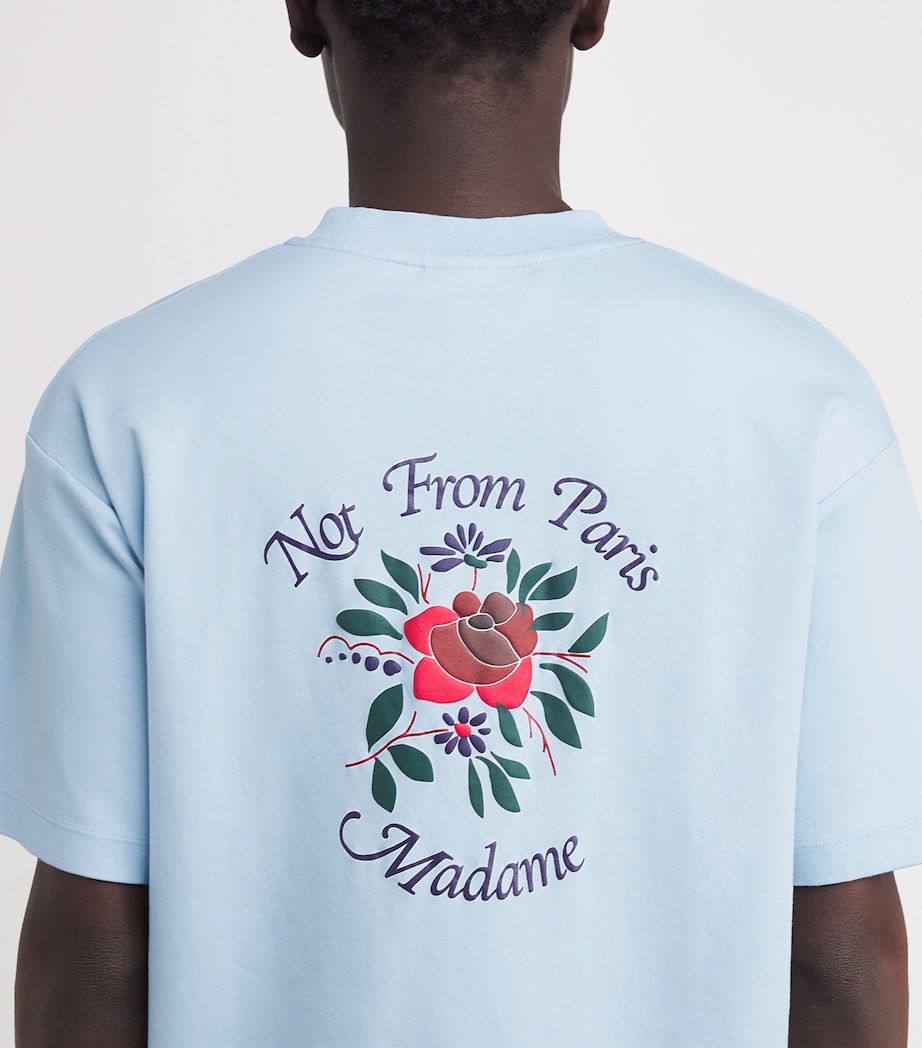 Cotton Rose Slogan T-Shirt LIGHT BLUE Image 6
