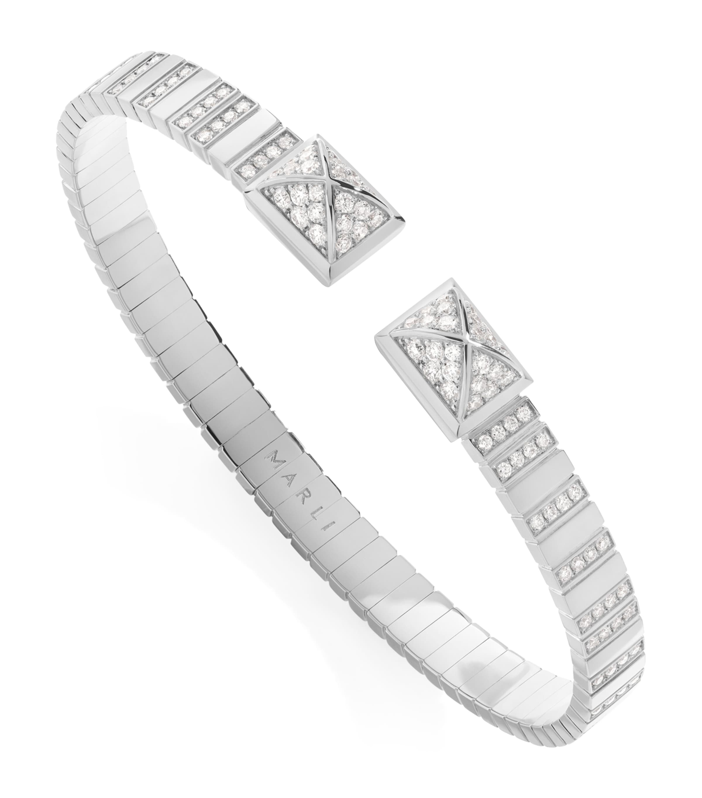 Marli New York Xs White Gold And Diamond Cleo 2 Link Bangle