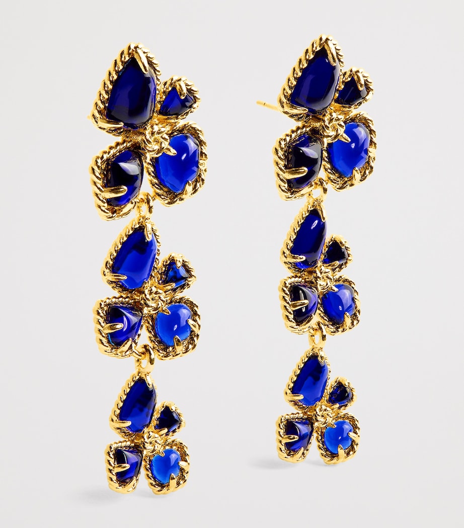 Large Bloom Dangle Earrings GOBLU/GOLD/BLUE Image 3