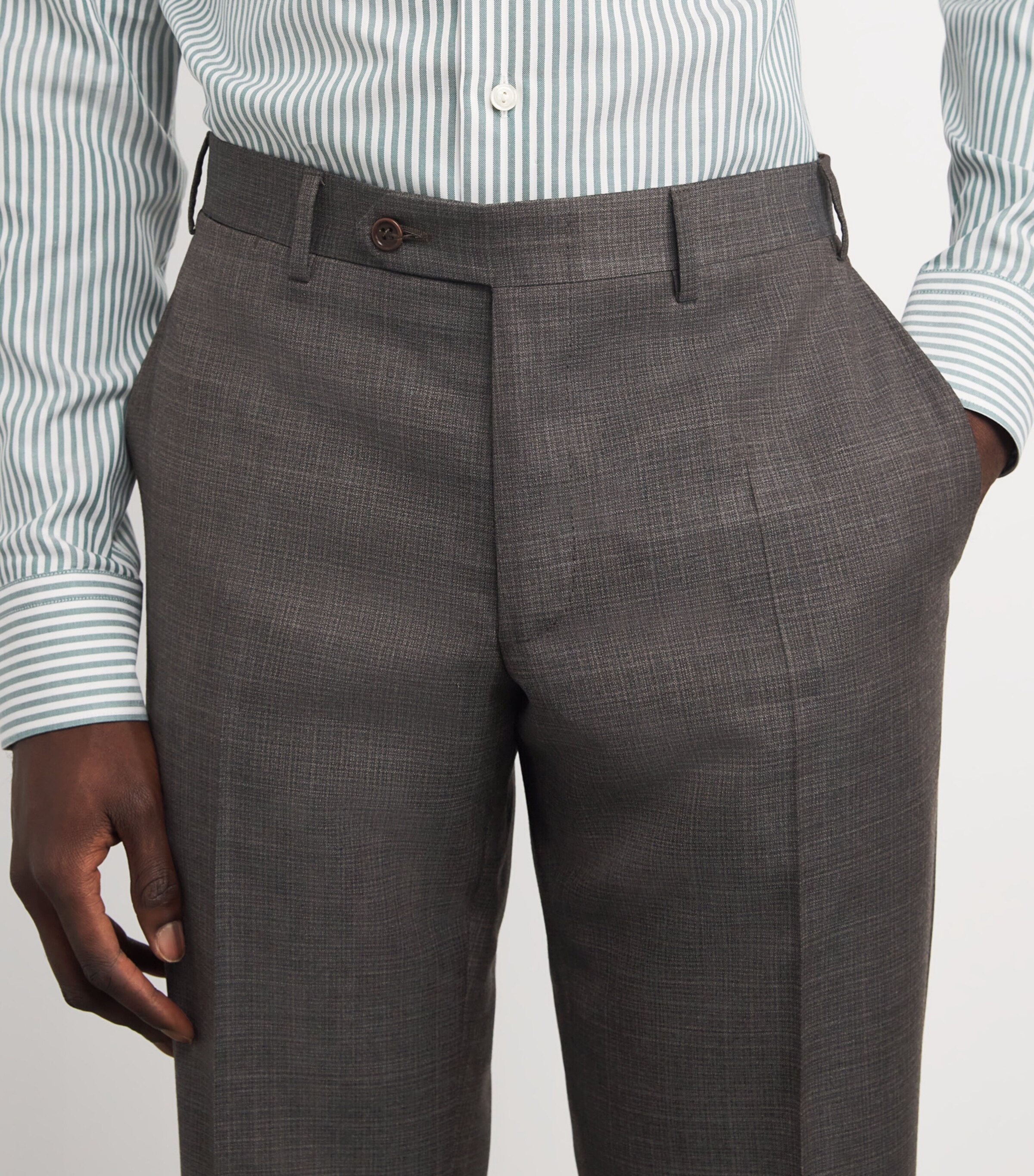 Canali Mens Wool Straight Trousers Image 6