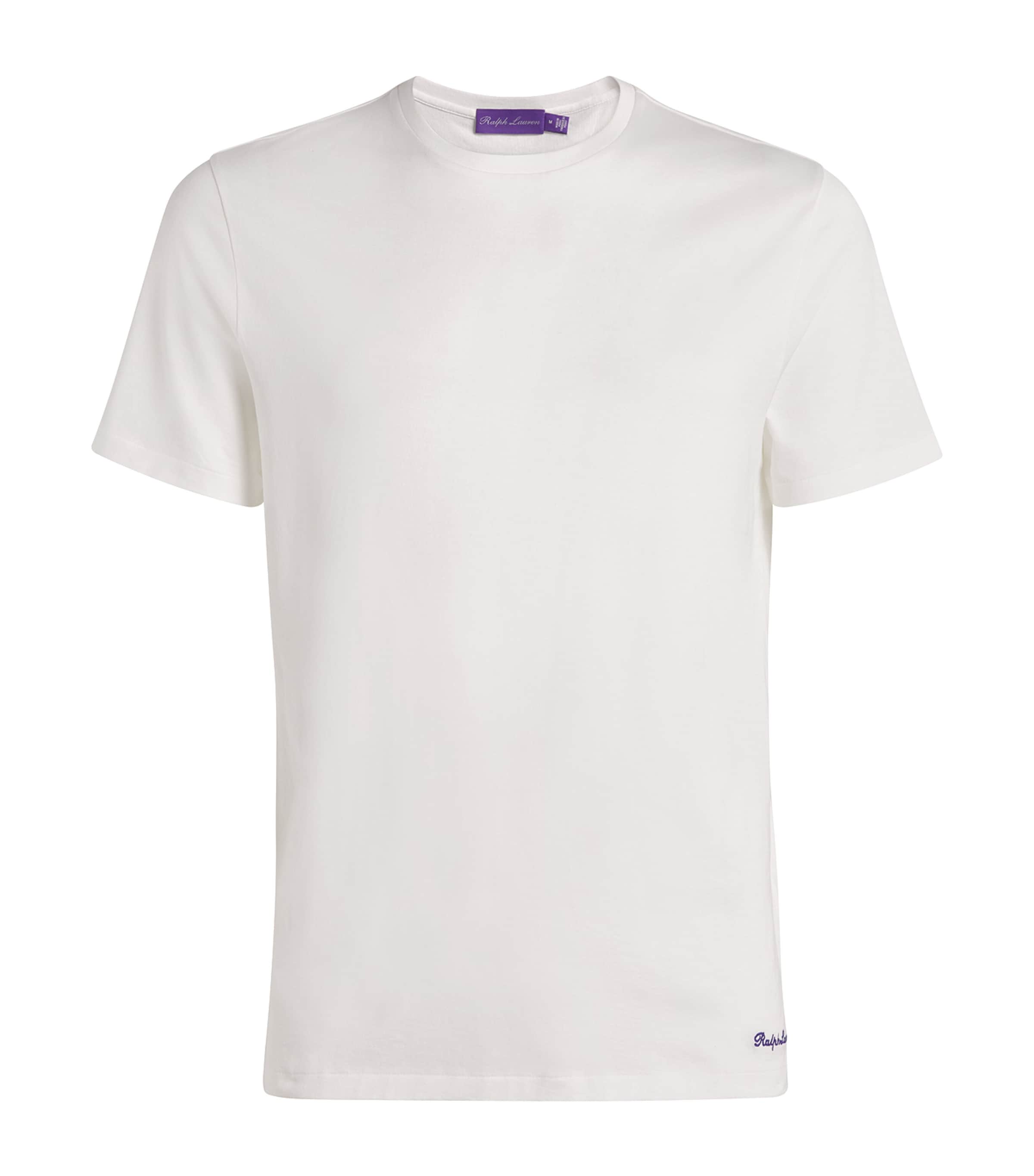 Ralph Lauren Purple Label Mens Cotton Embroidered T-Shirt White Image 1