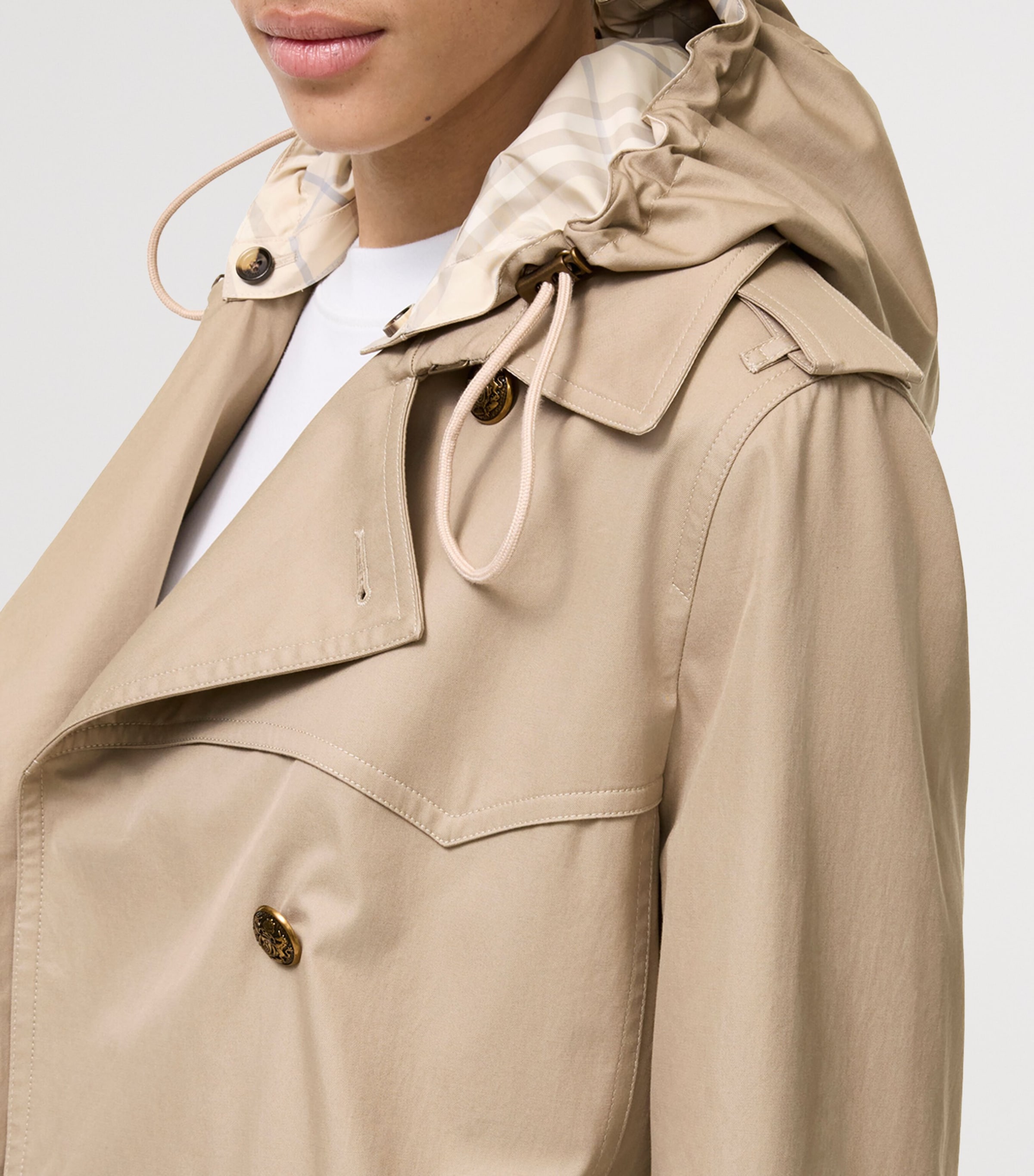 Burberry Womens Tropical Gabardine Foxfield Trench Coat Saltmarsh Beige Image 6