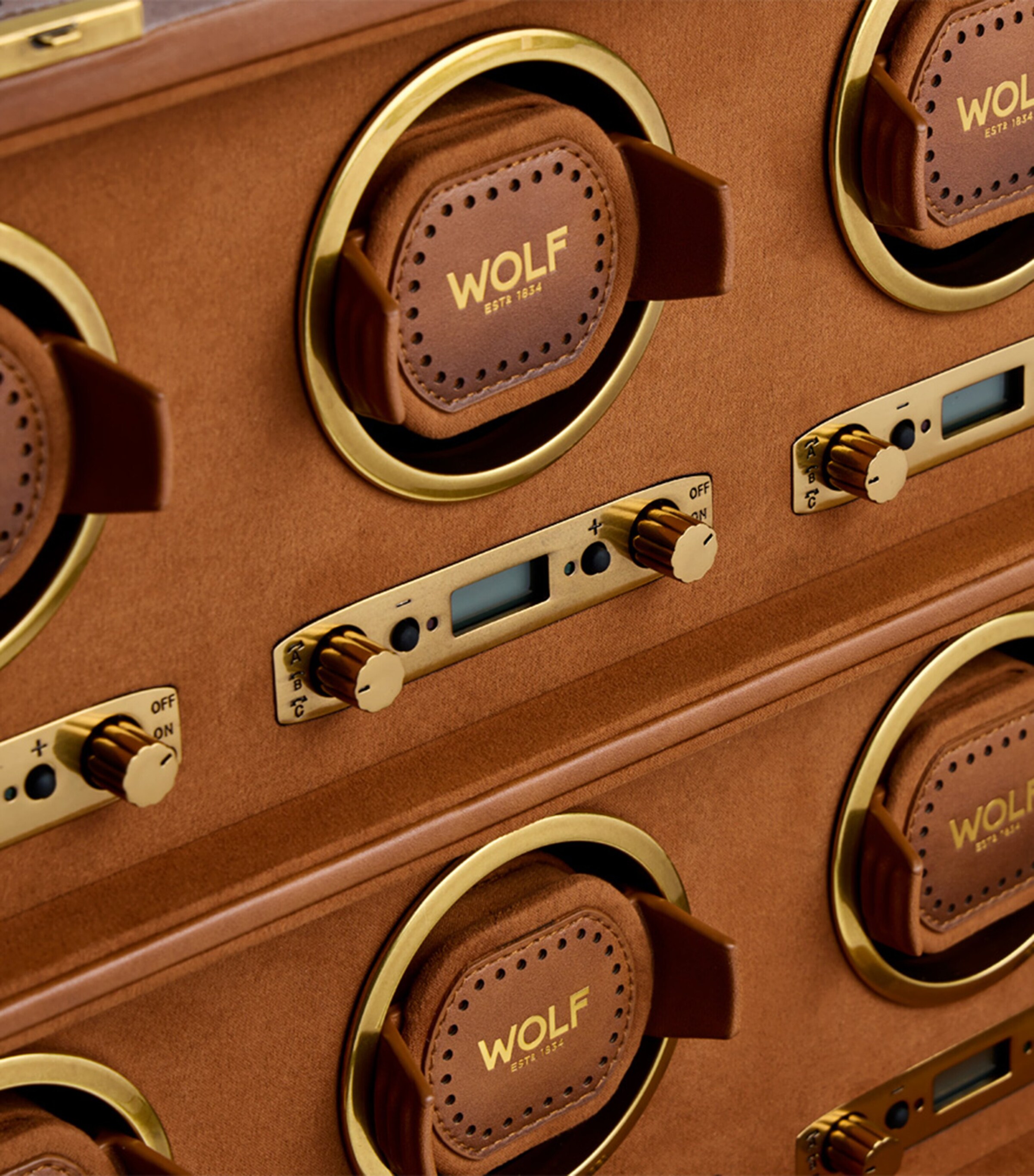 WOLF Brogue 8-Piece Watch Winder Burnished Brown Image 3