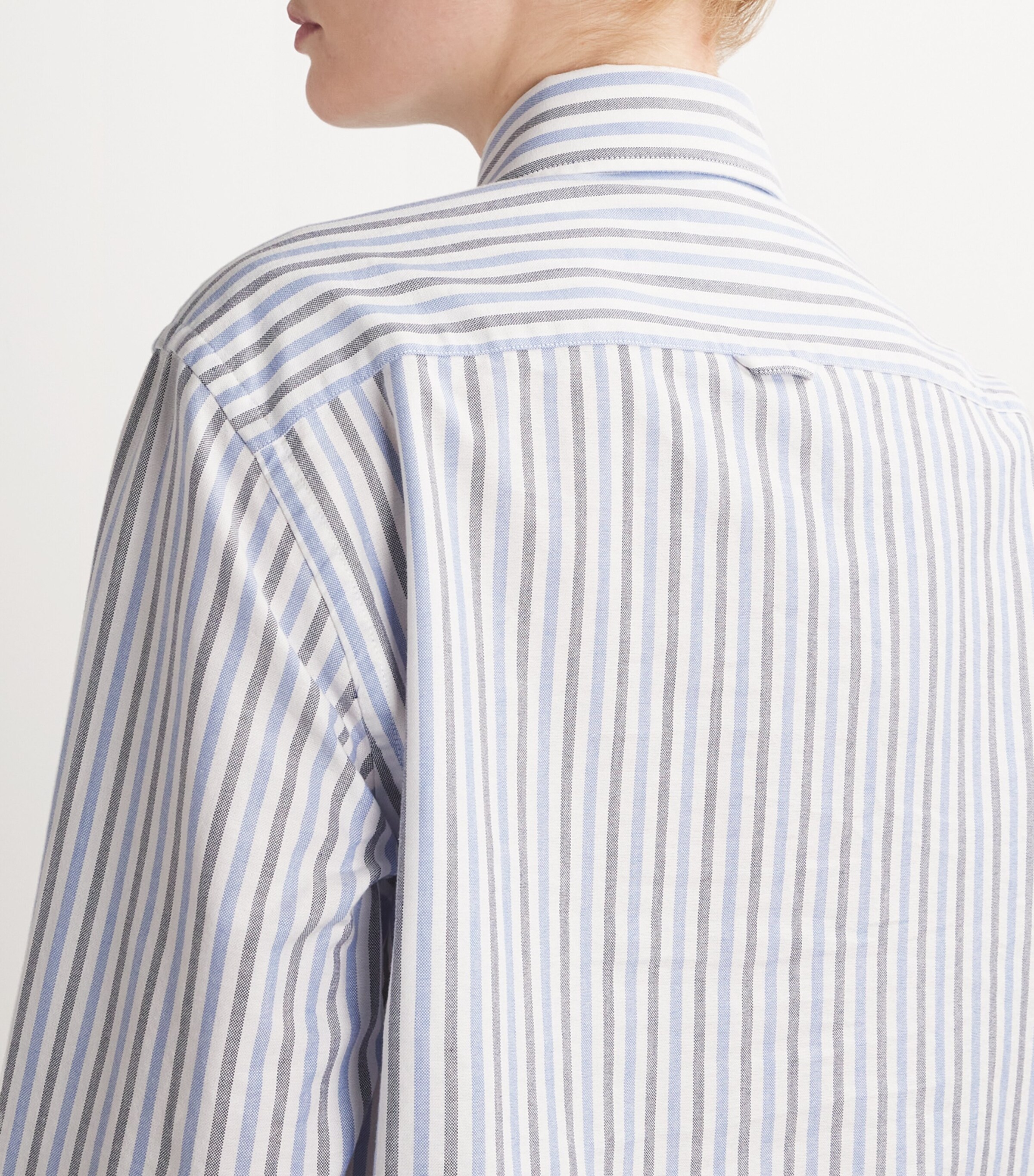 With Nothing Underneath Womens Organic Cotton The Chessie Shirt Navy & Blue Stripe Image 6