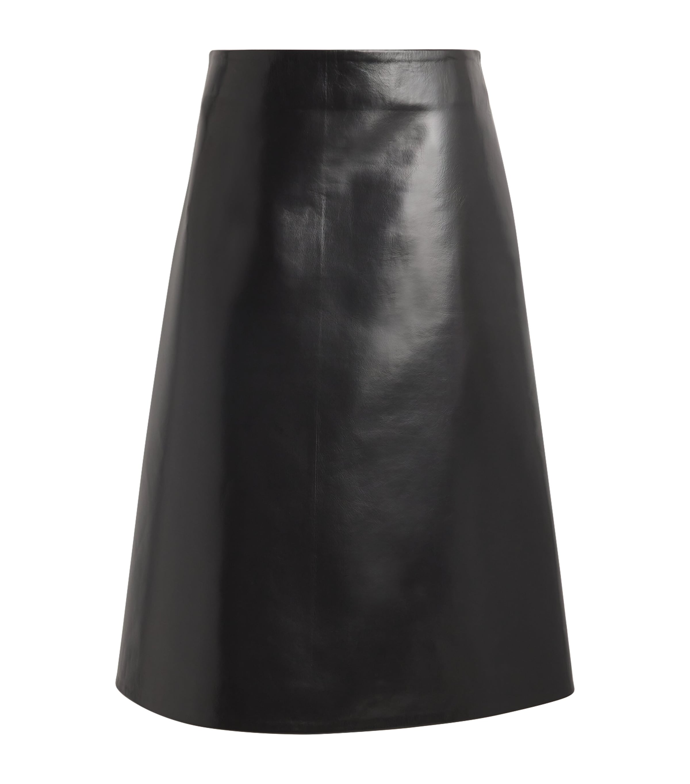 Jil Sander Leather A-line Midi Skirt In Black