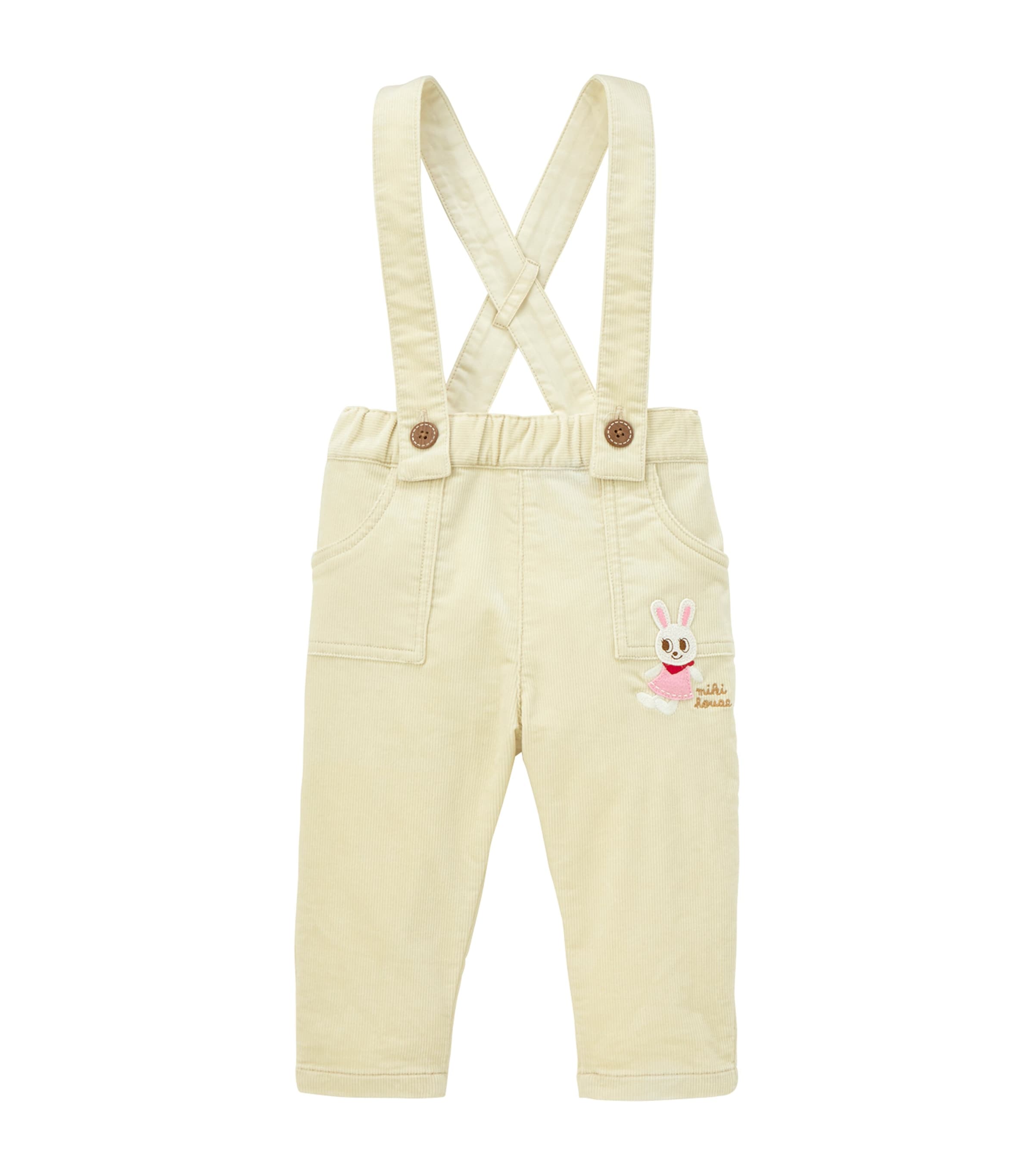 Miki House Kids' Corduroy Dungarees In Ivory