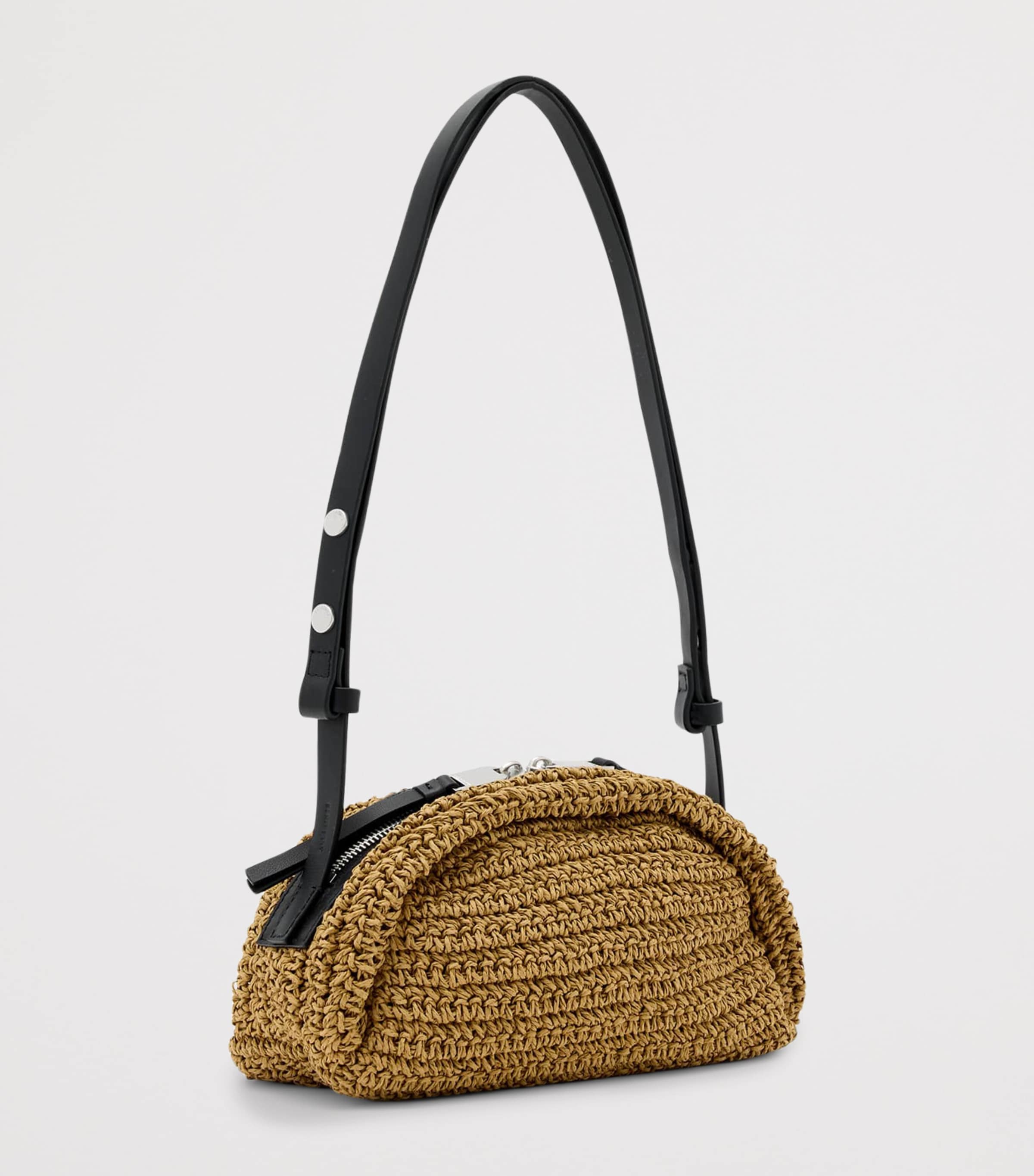 AllSaints Raffia Rosalie Cross-Body Bag Biscuit Brown Image 3