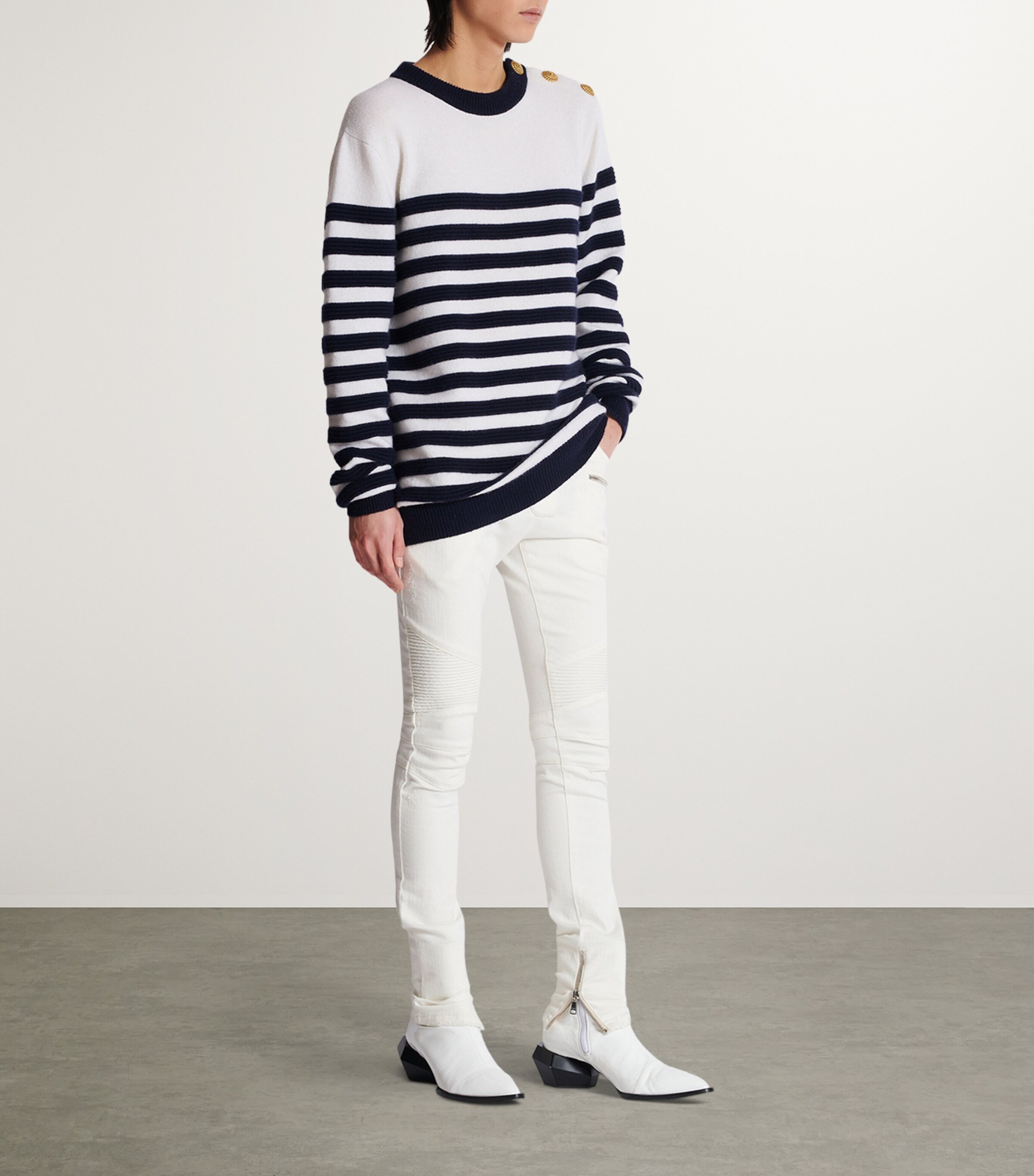 Balmain Cashmere Striped Sweater | Harrods US