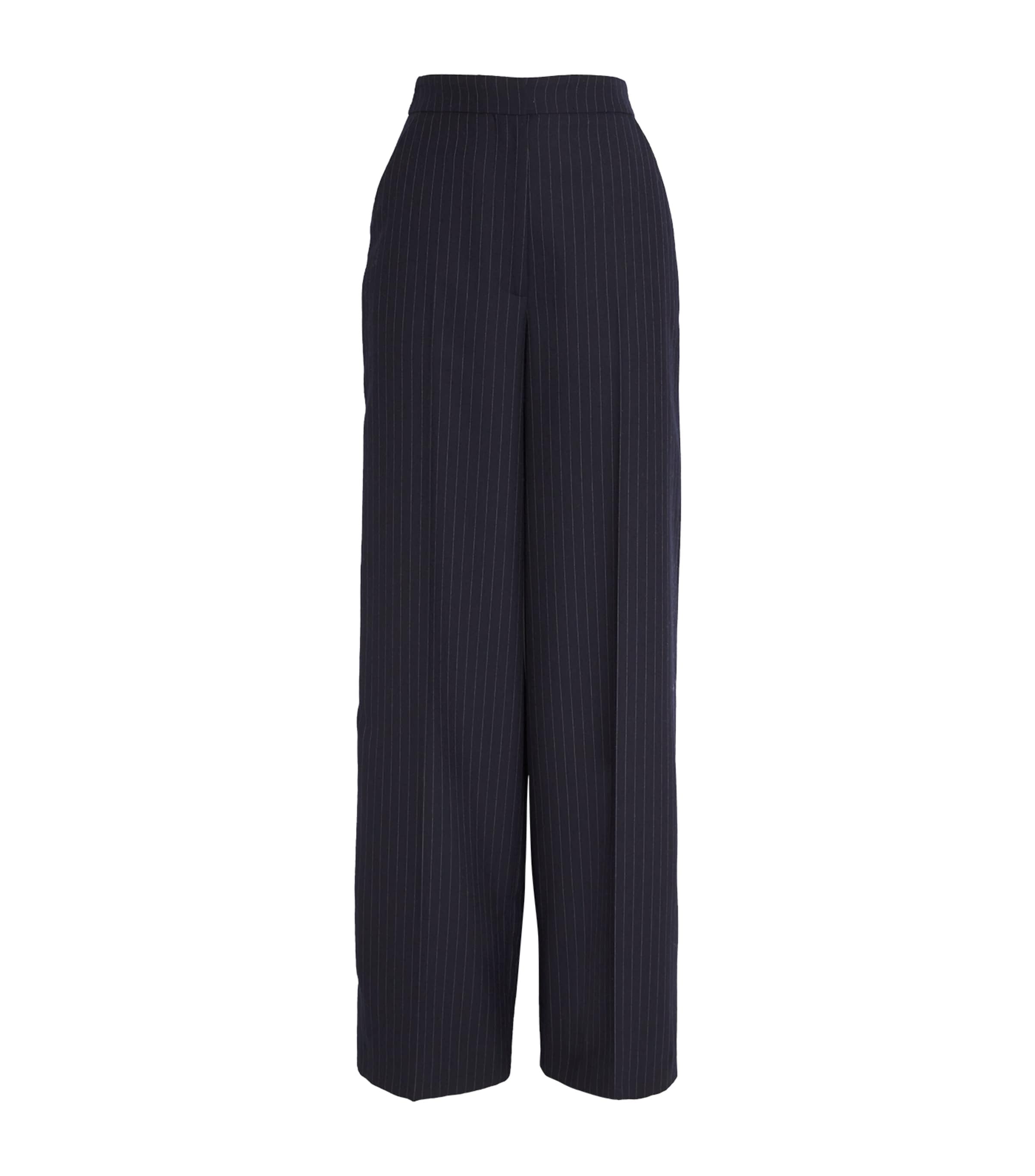 Laura Pitharas Wool Wide-leg Trousers In Navy