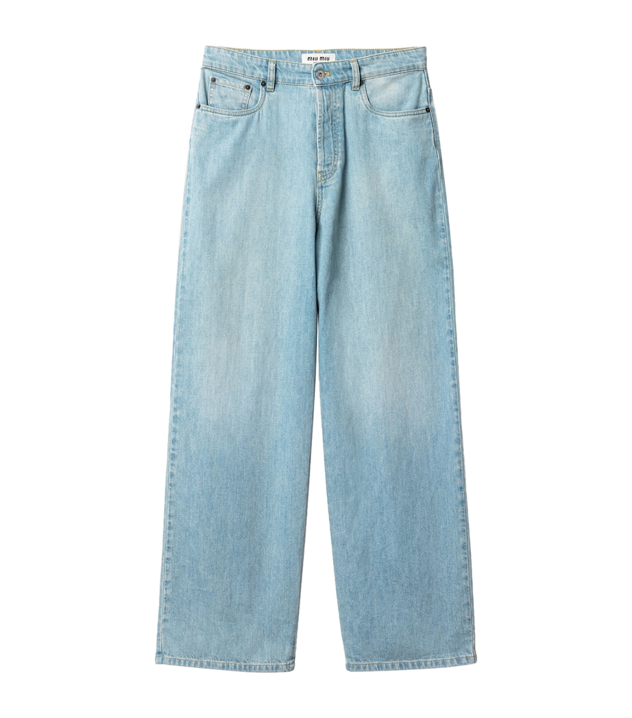 Miu Miu Womens Stonewashed Wide-Leg Jeans Image 1