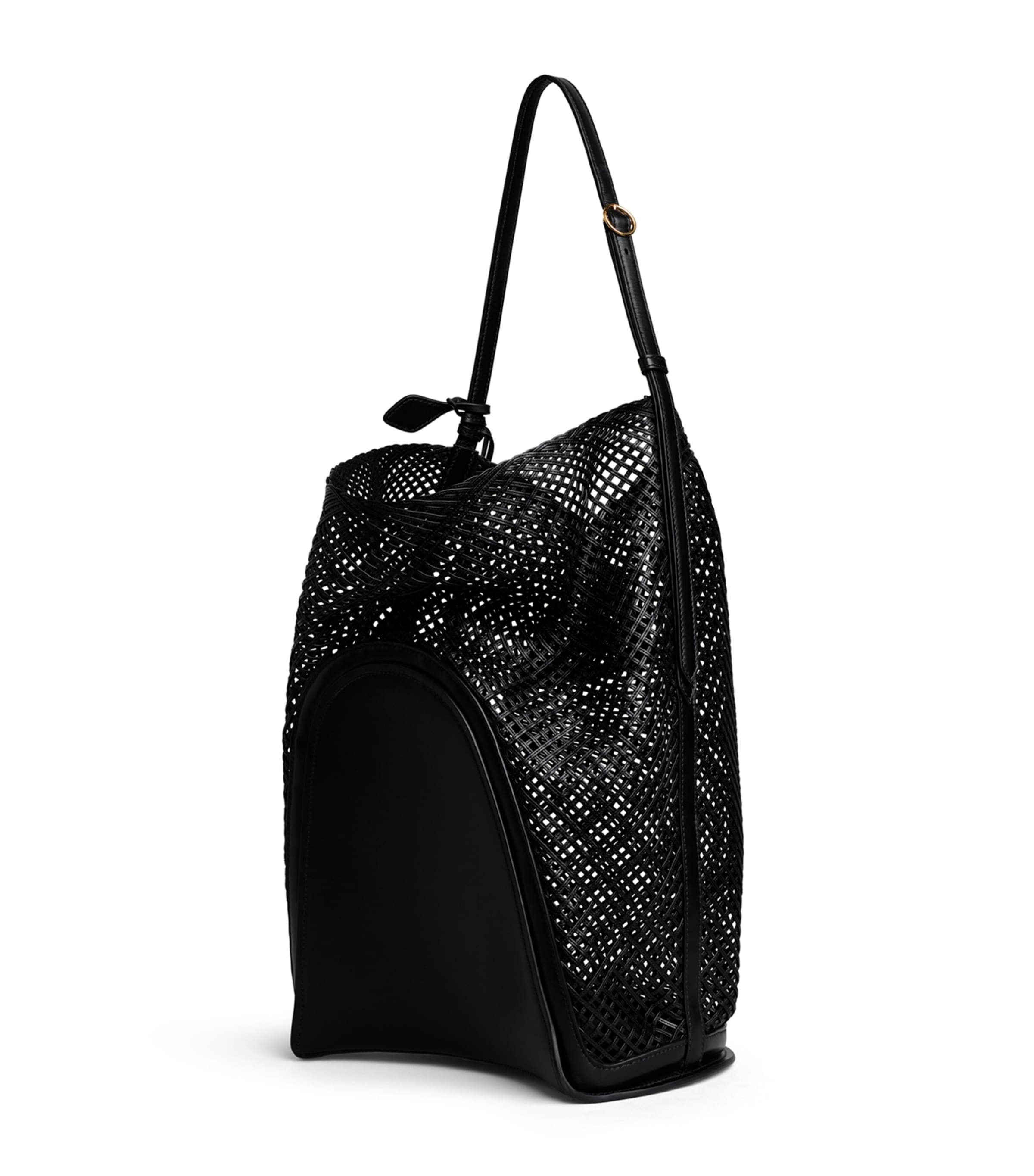 Alaïa Large Leather Net Hip Bucket Bag Noir Image 2