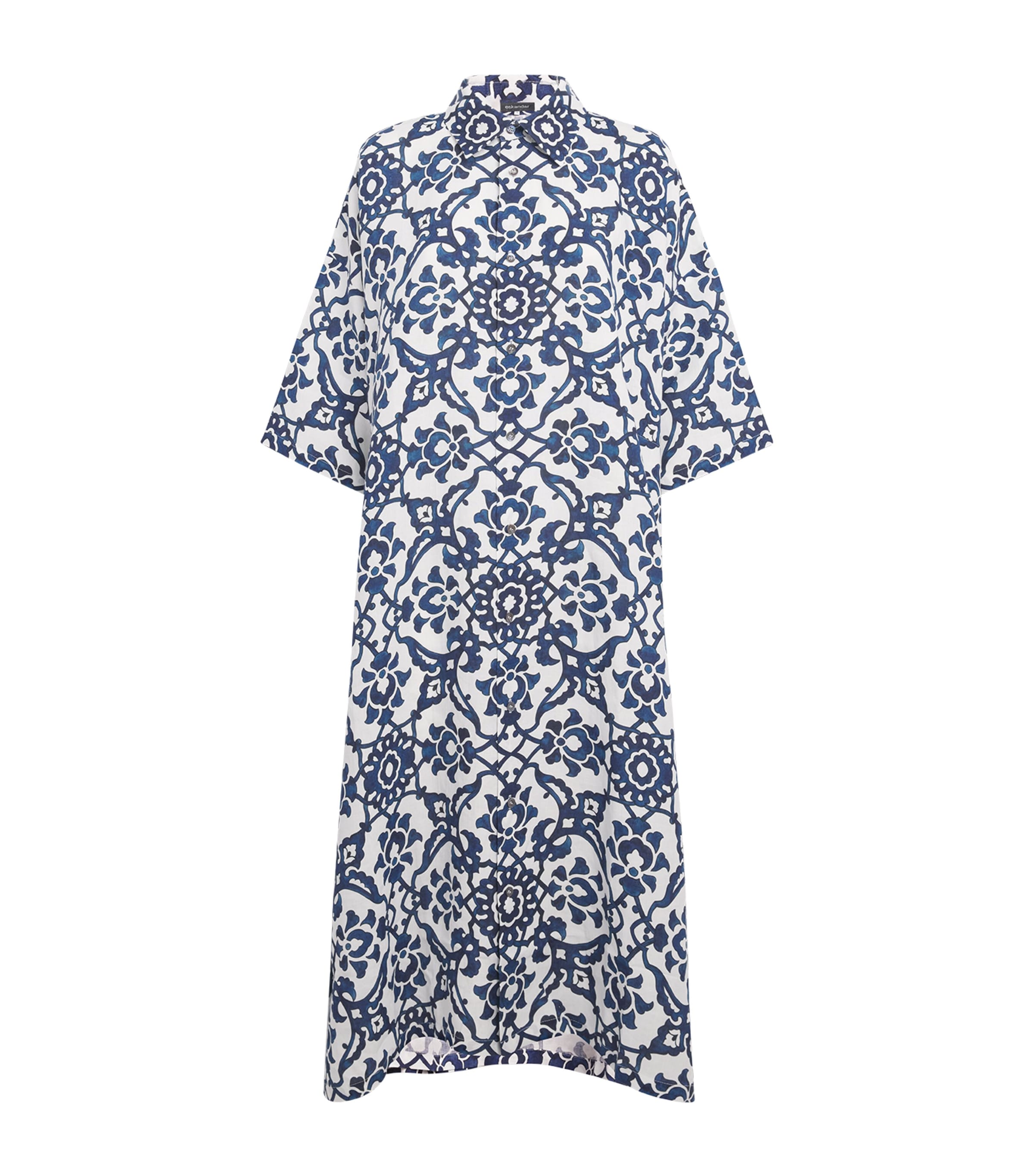Eskandar Linen Floral Midi Dress