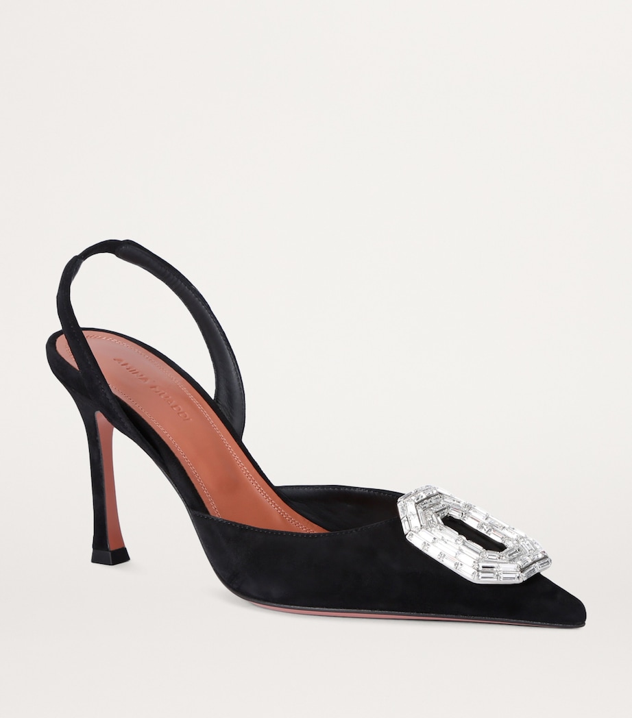 Suede Camelia Slingback Pumps 90 BLACK Image 3