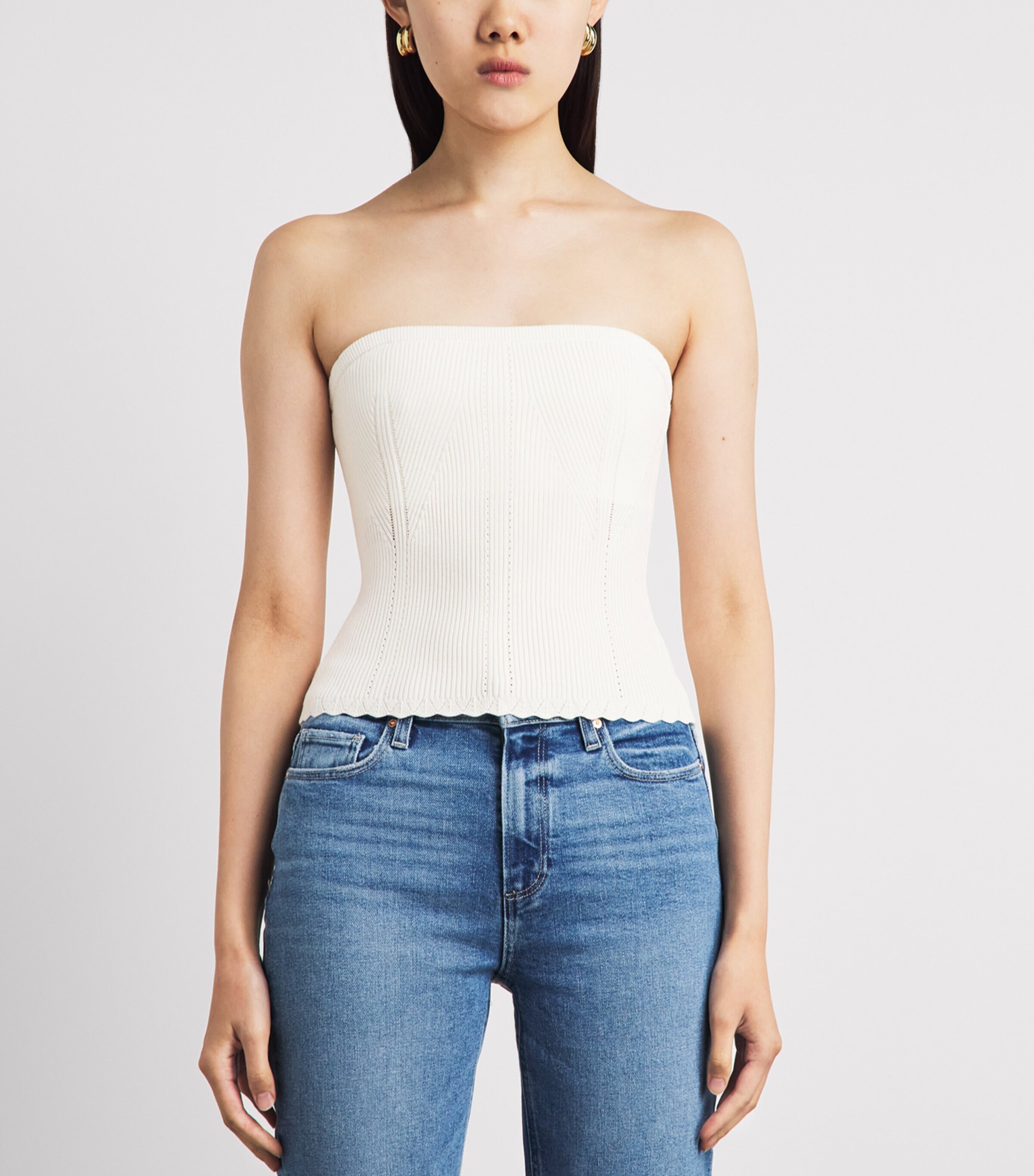 PAIGE Womens Knitted Valentina Bandeau Top White Image 4