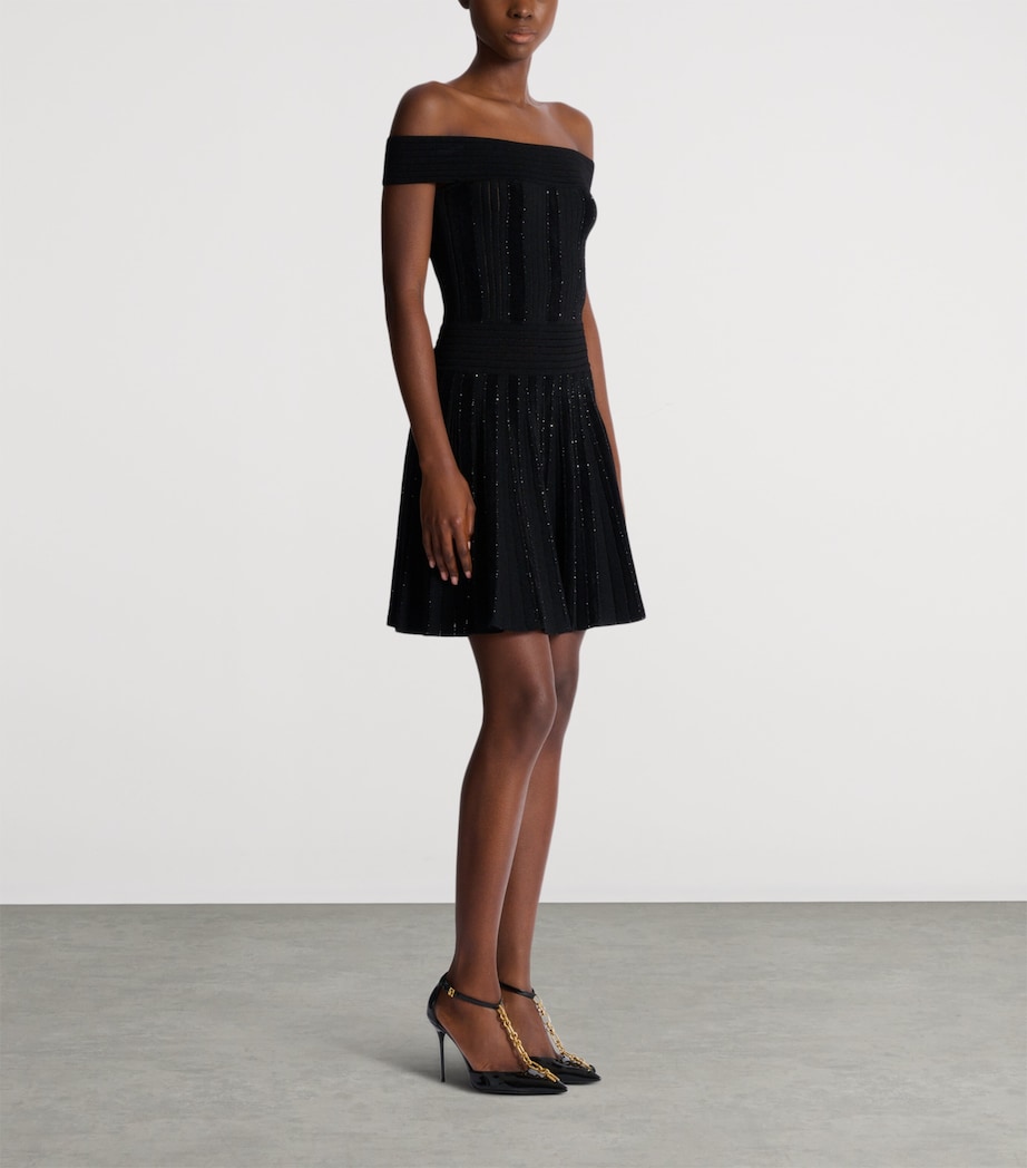 Off-The-Shoulder Knit Mini Dress EAC NOIR/ARGENT Image 2